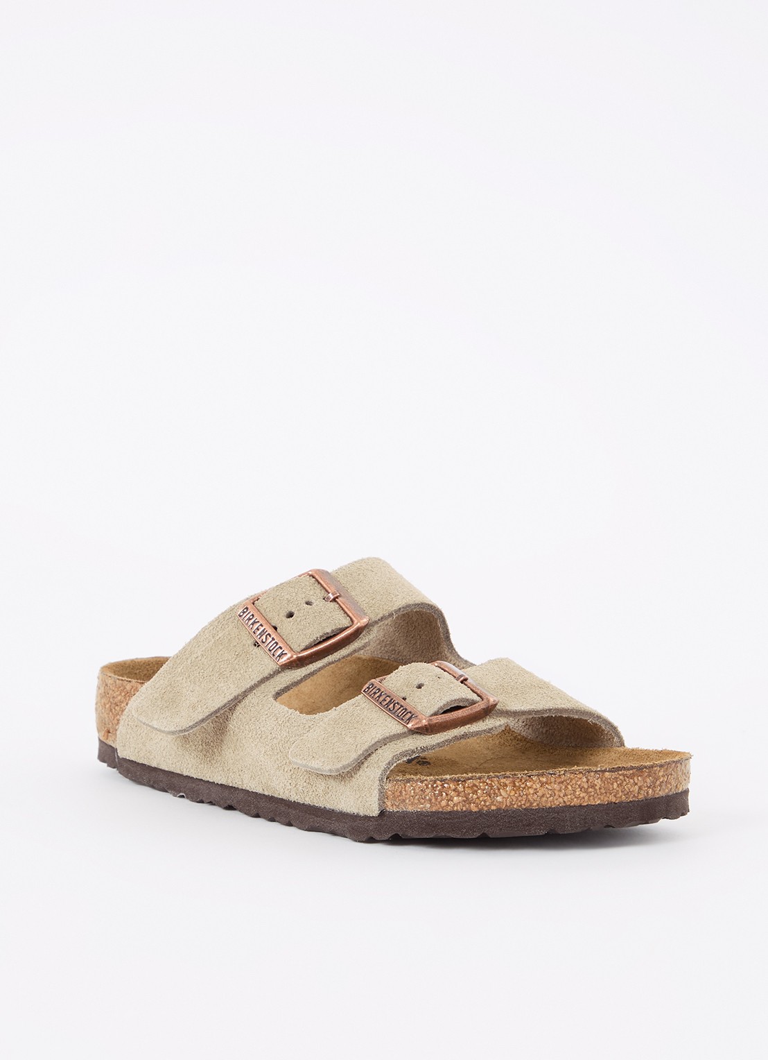 Birkenstock Arizona slipper van suède   - voorkant beige