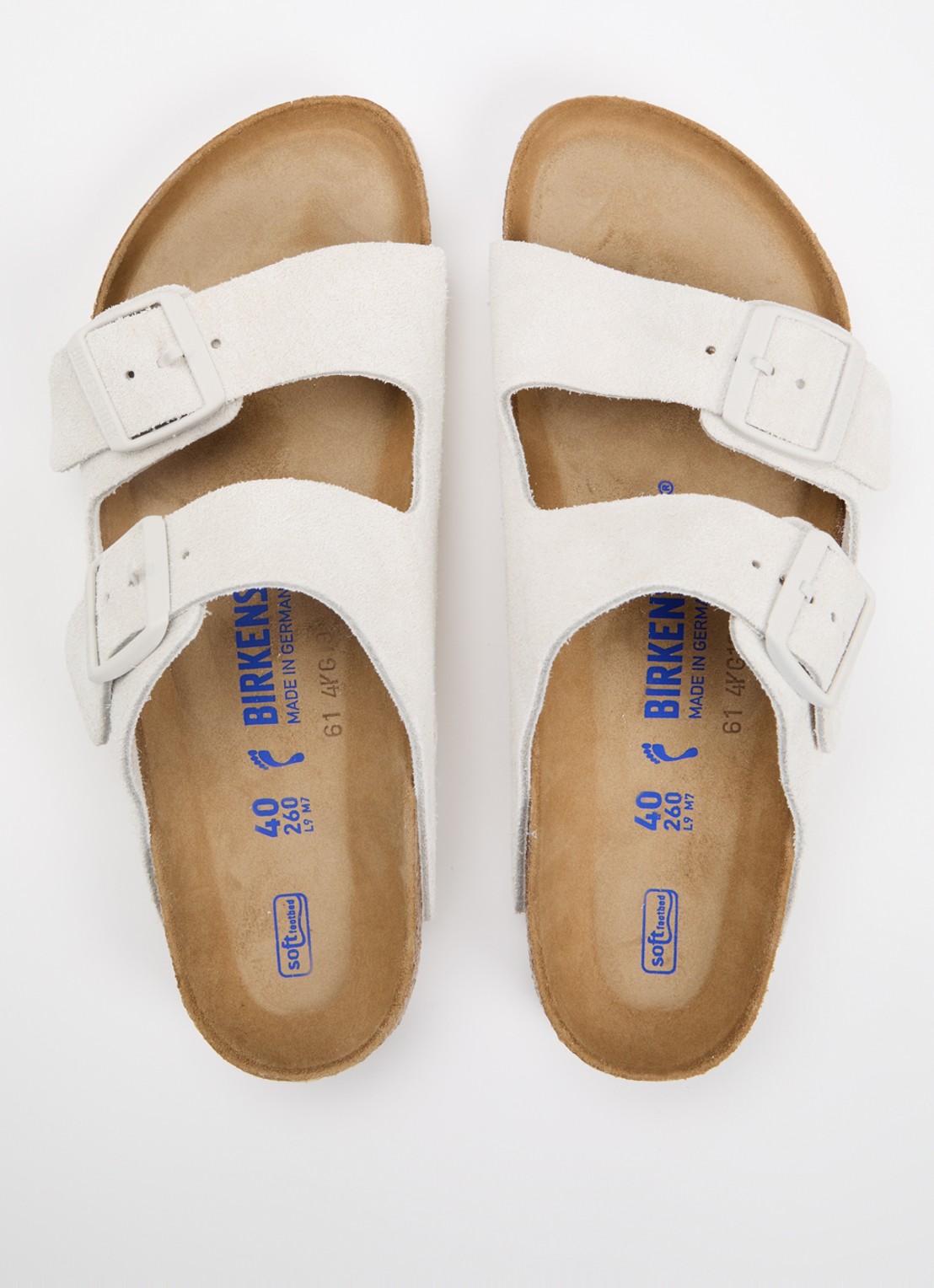 Birkenstock Arizona slipper van suède - detail 3 gebroken wit