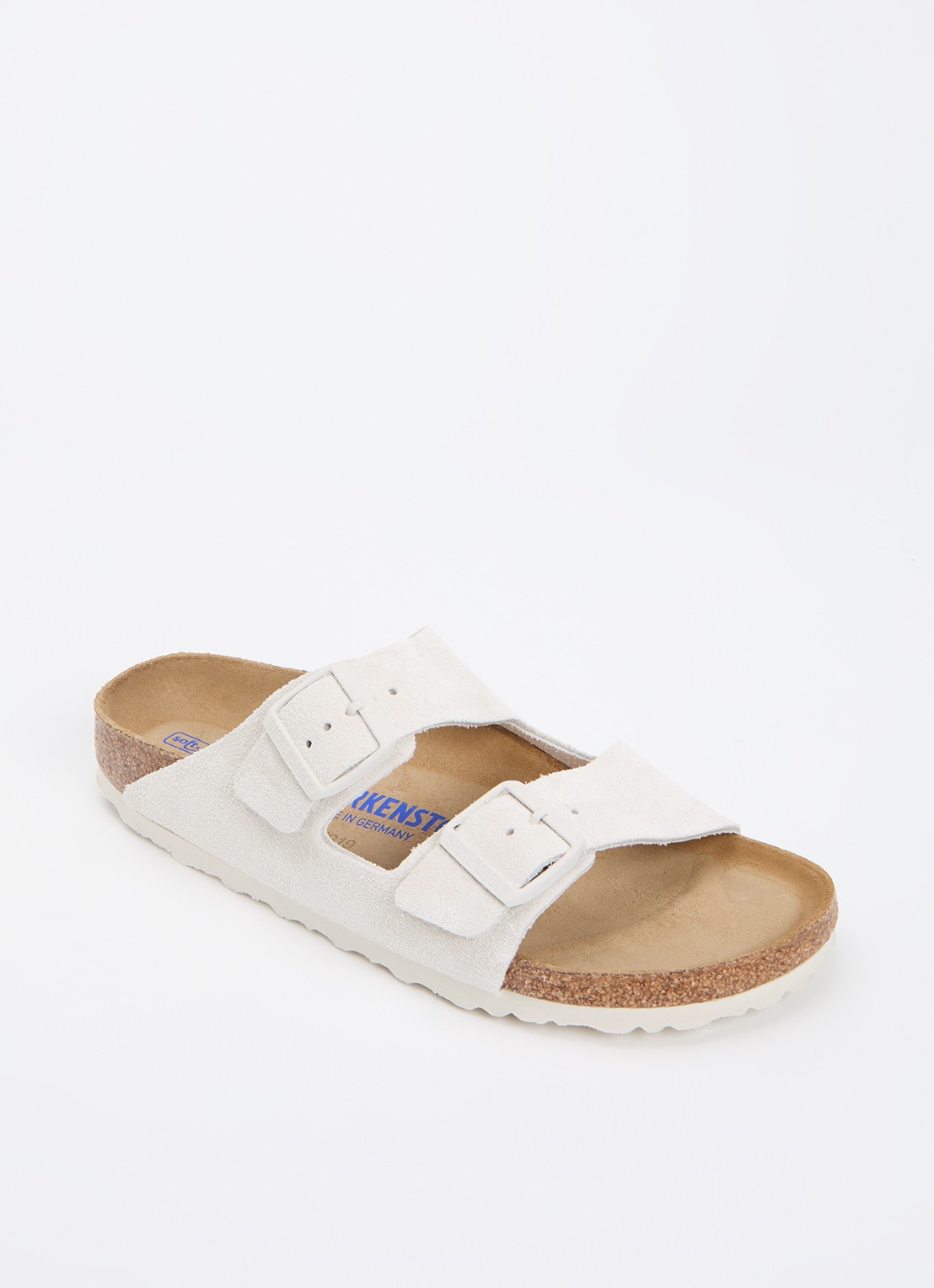 Birkenstock Arizona slipper van suède - voorkant gebroken wit