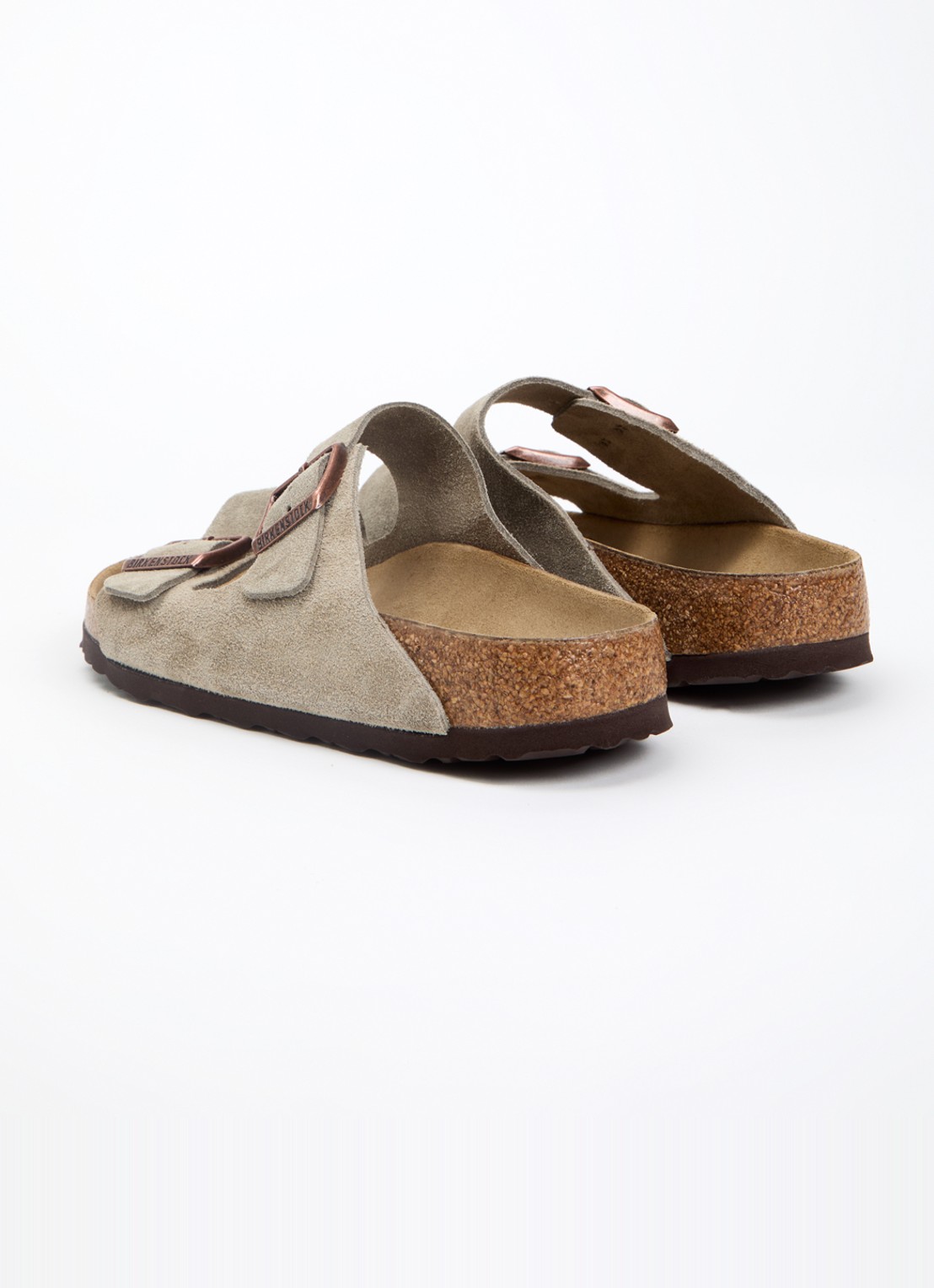 Birkenstock Arizona slipper van suède - achterkant 4 donkerbeige
