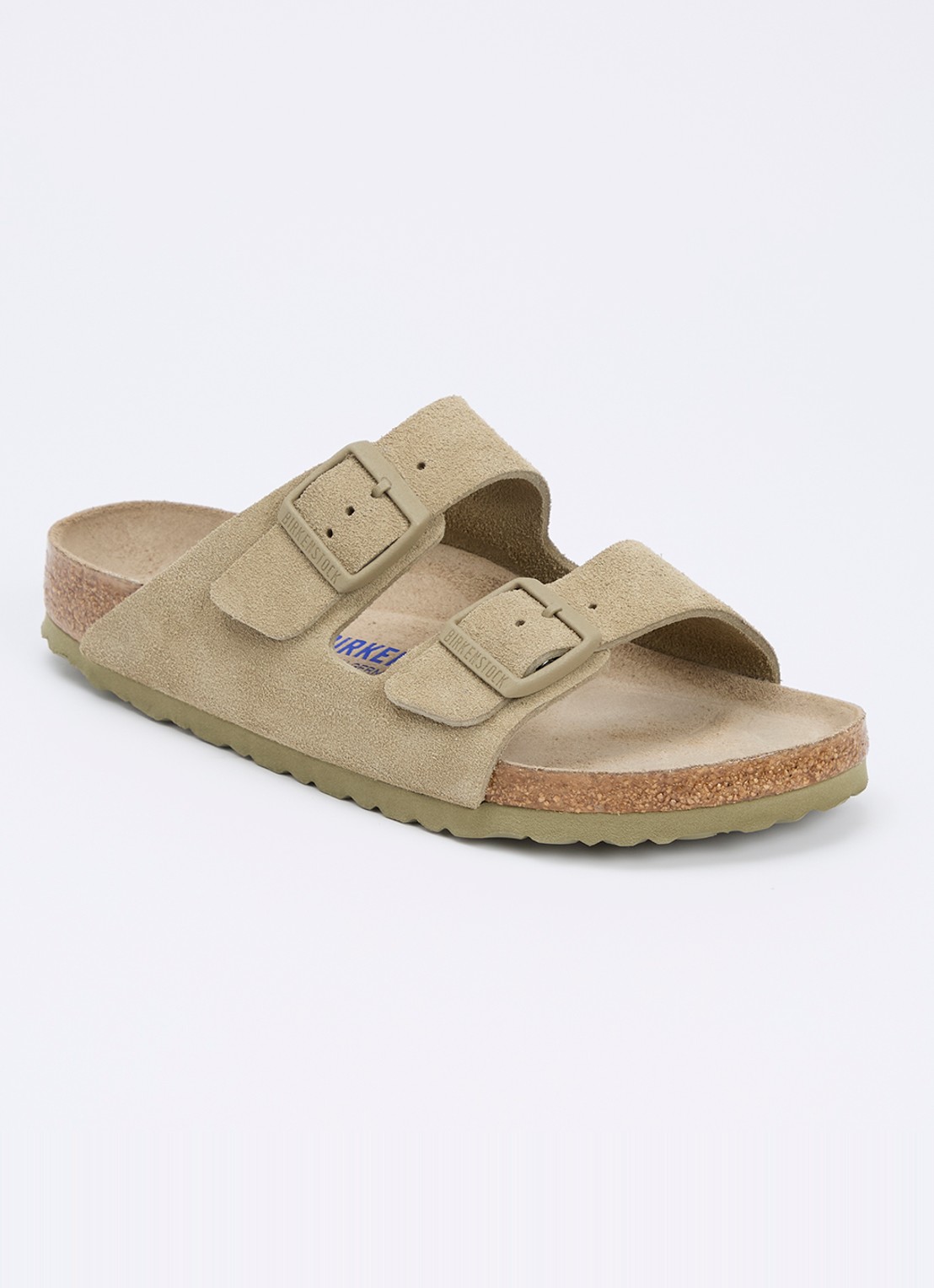 Birkenstock Arizona slipper van suède - voorkant khaki