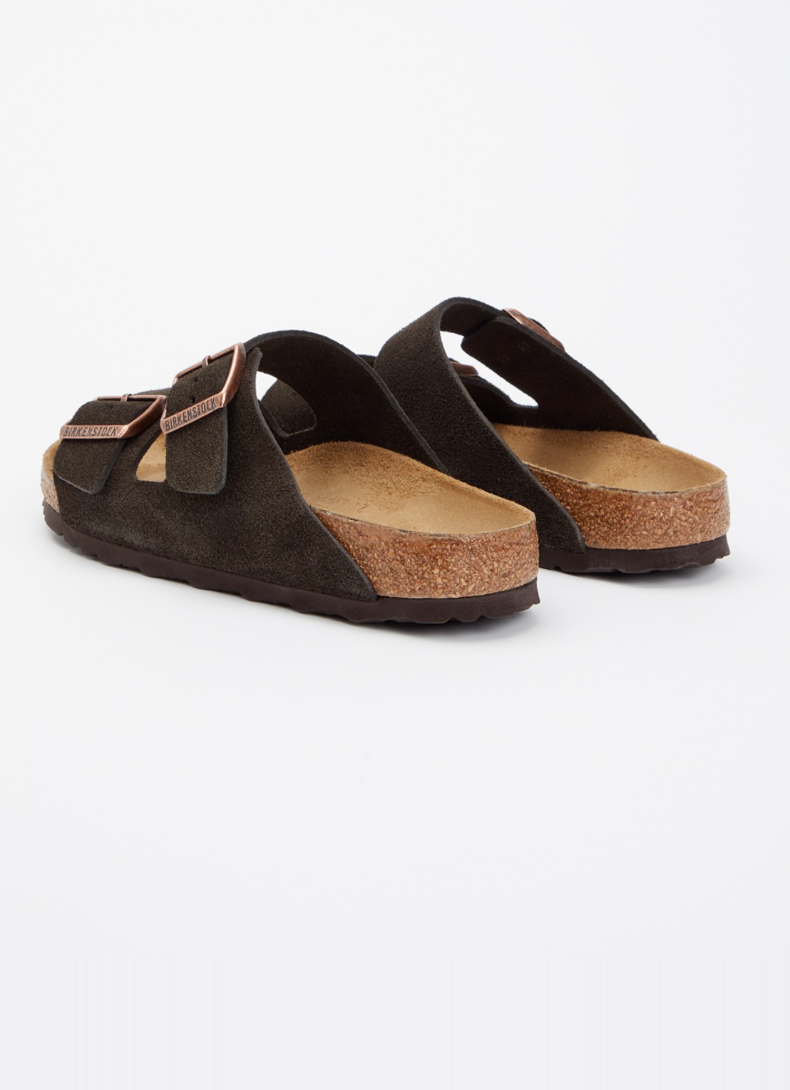 Birkenstock Arizona slipper van suède - achterkant donkerbruin
