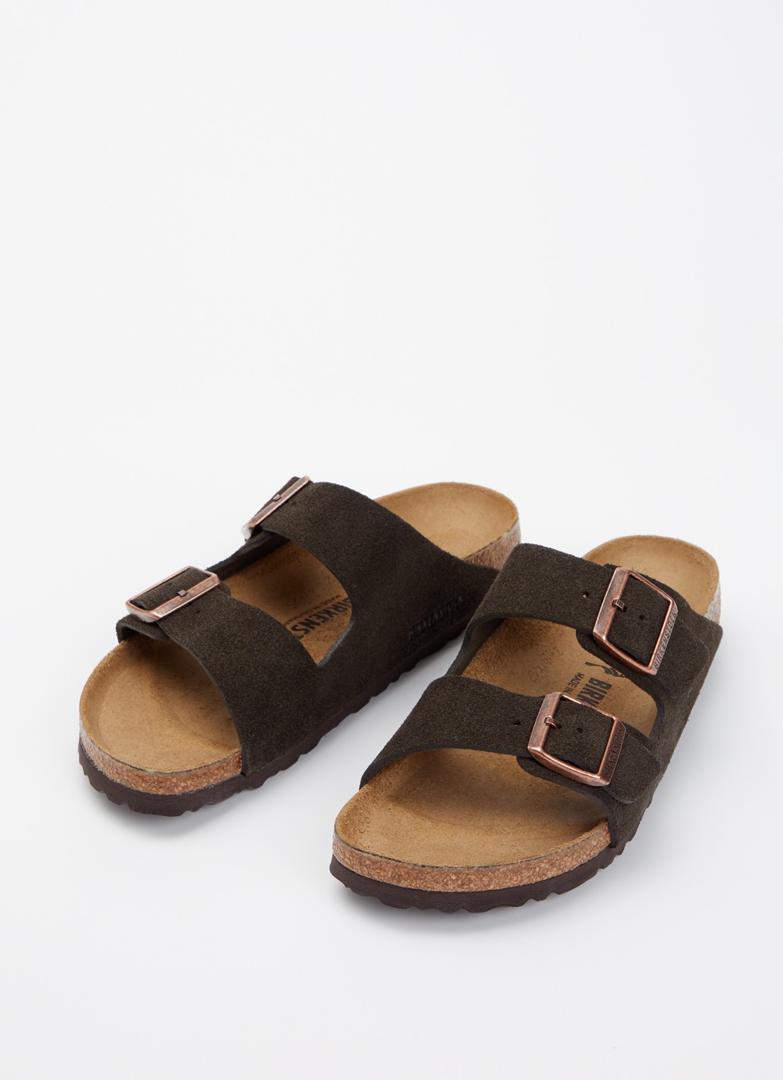Birkenstock Arizona slipper van suède - detail 3 donkerbruin