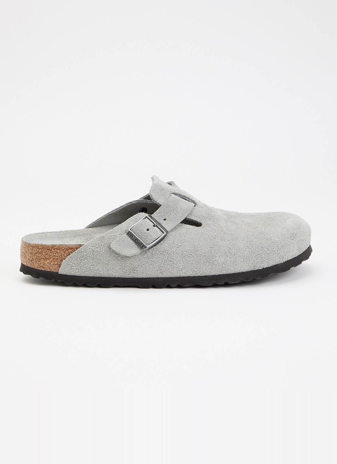 Birkenstock Bosten muiltje van suède - voorkant 4 grijs