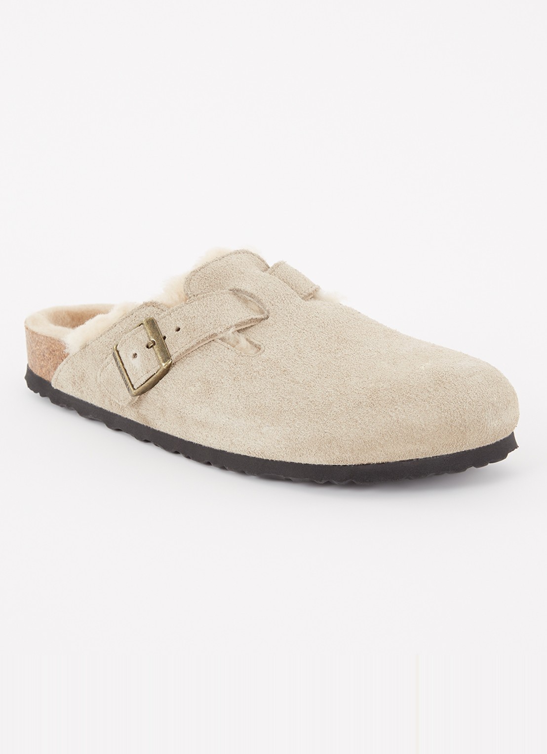 Birkenstock Boston clog van suède - voorkant 5 donkerbeige