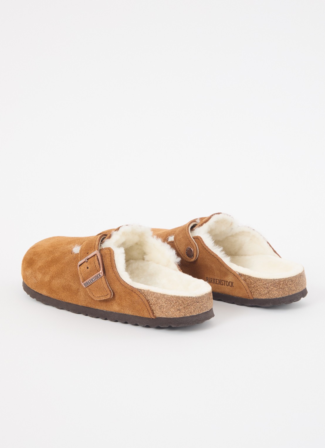 Birkenstock Boston clog van suède - achterkant 2 cognac