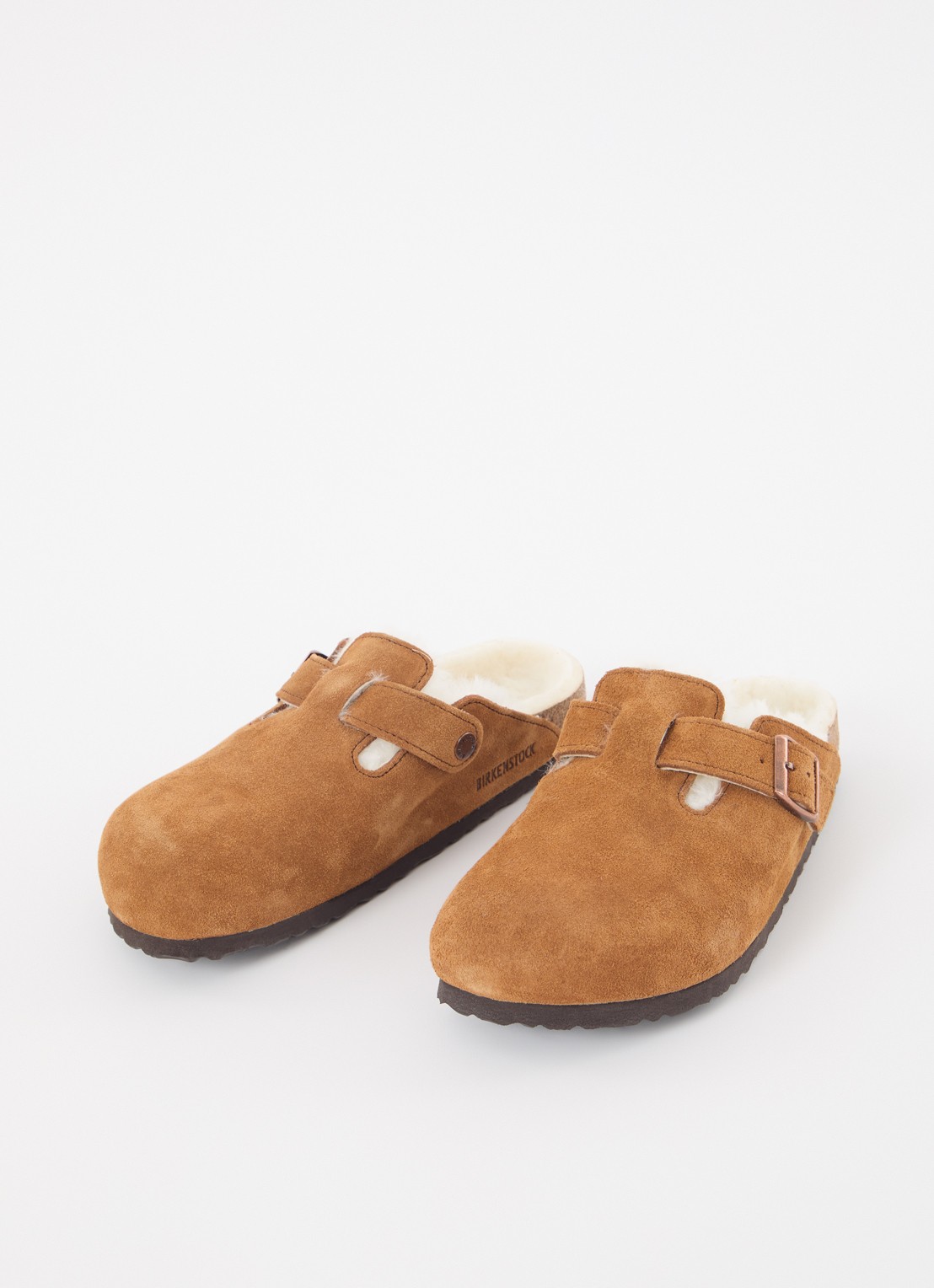 Birkenstock Boston clog van suède - detail 3 cognac