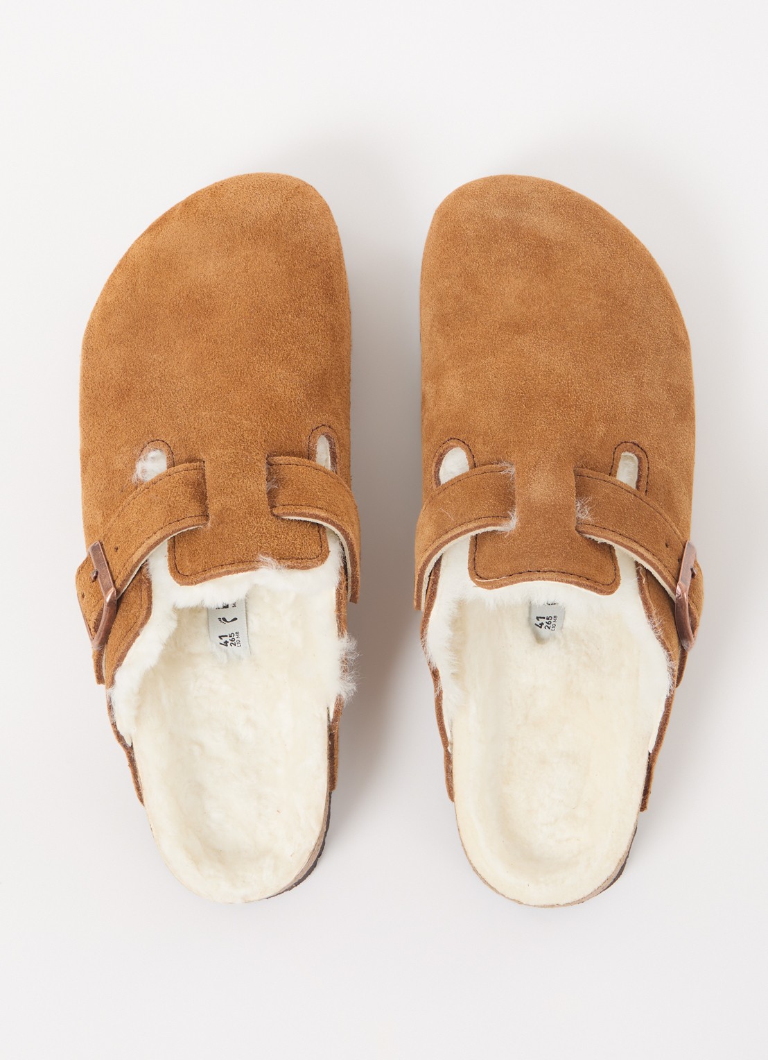Birkenstock Boston clog van suède - detail 4 cognac
