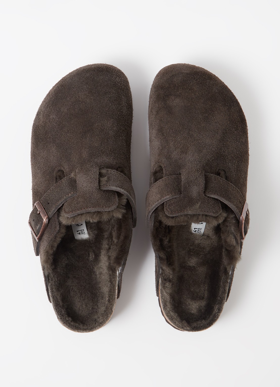 Birkenstock Boston clog van suède - detail 3 donkerbruin