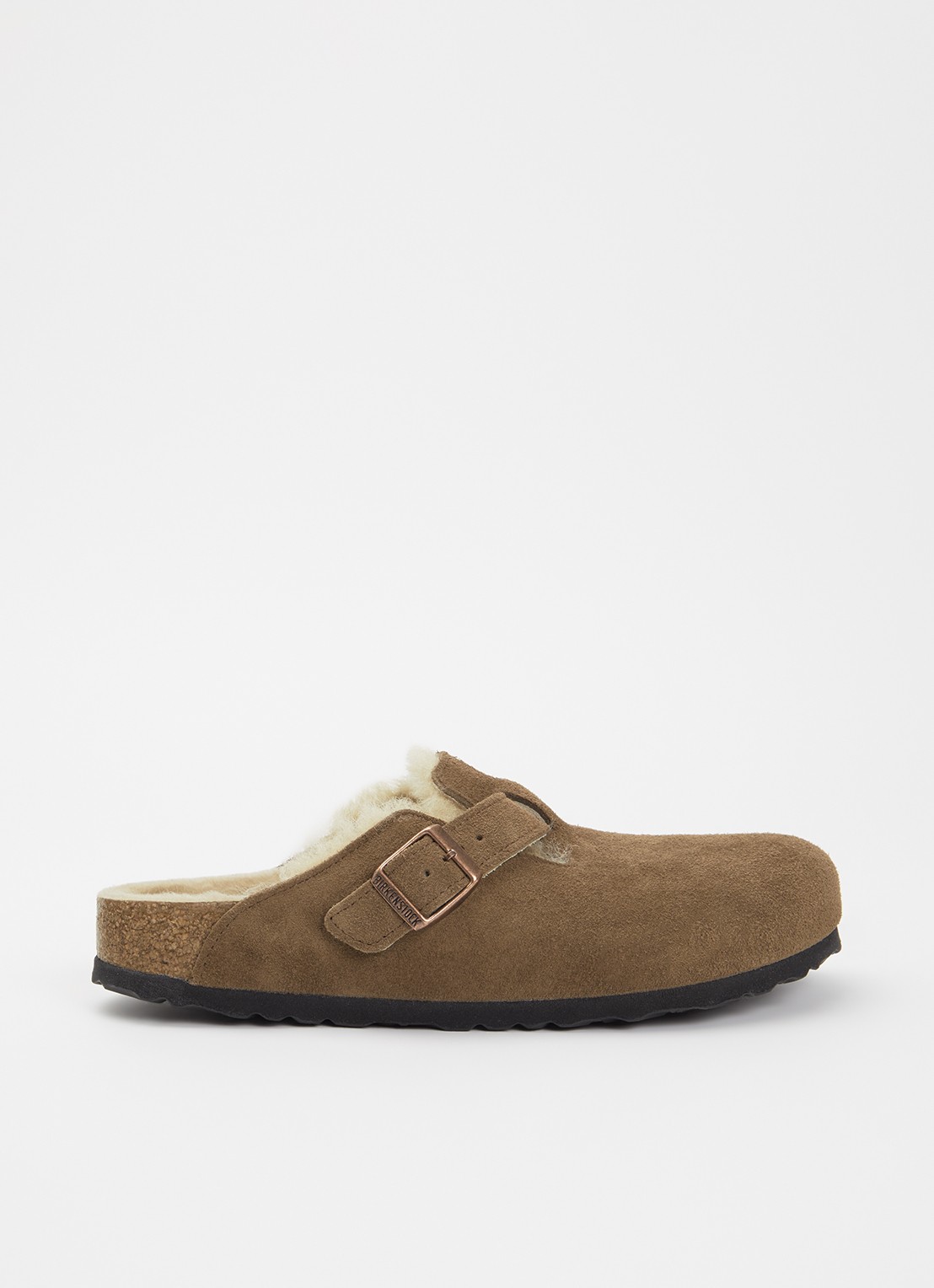 Birkenstock Boston clog van suède - voorkant bruin