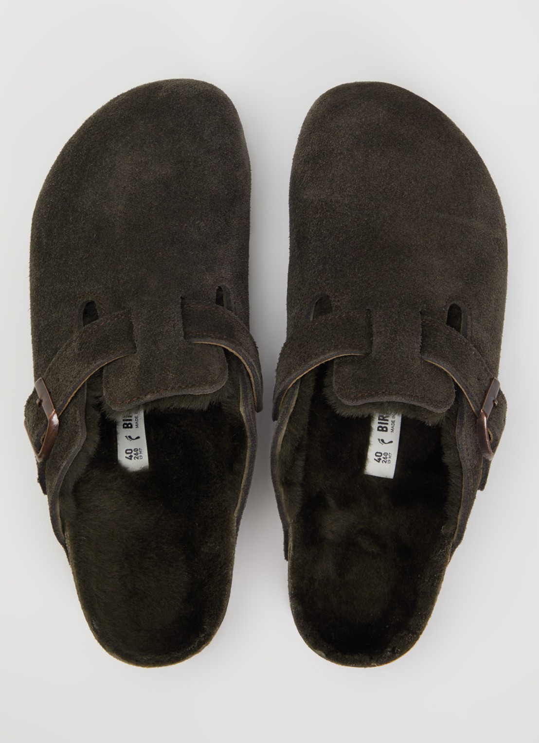 Birkenstock Boston clog van suède - detail 2 hazelnootbruin