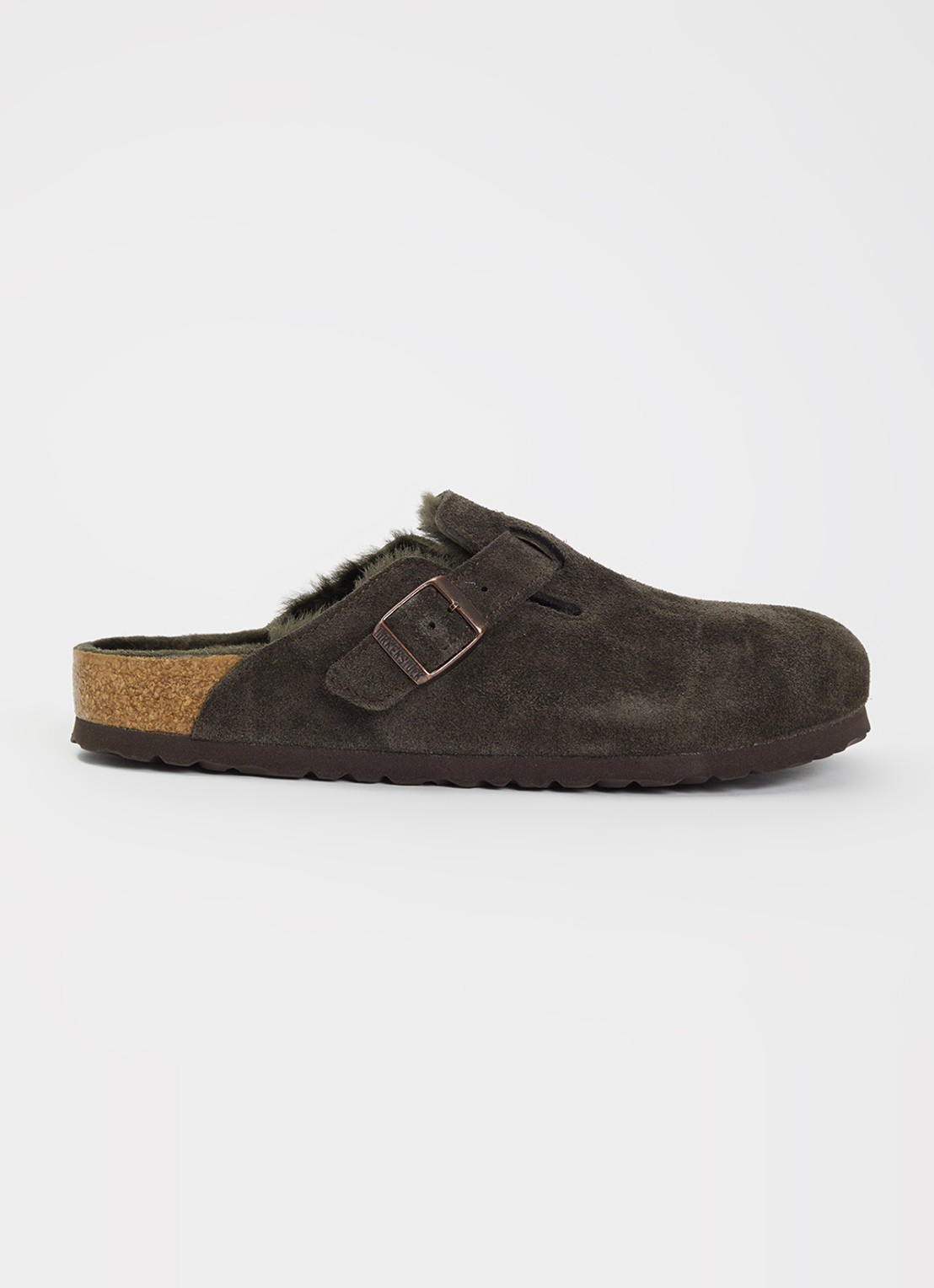 Birkenstock Boston clog van suède - voorkant 5 hazelnootbruin