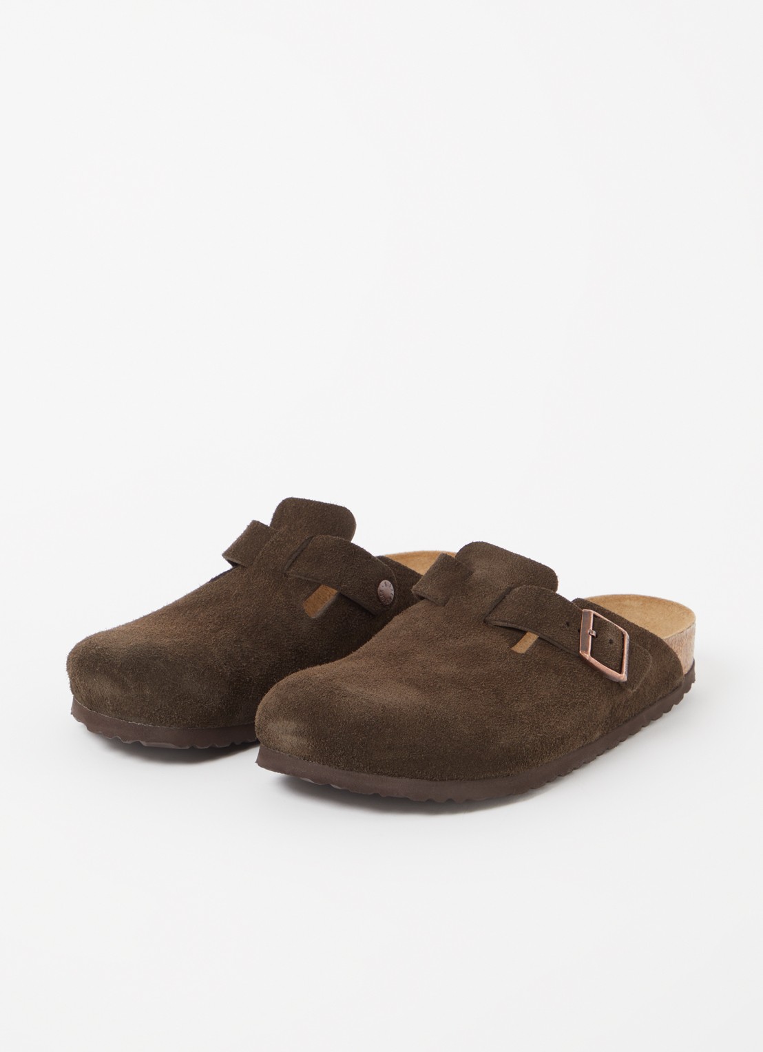Birkenstock Boston muiltje van suède - detail 3 donkerbruin