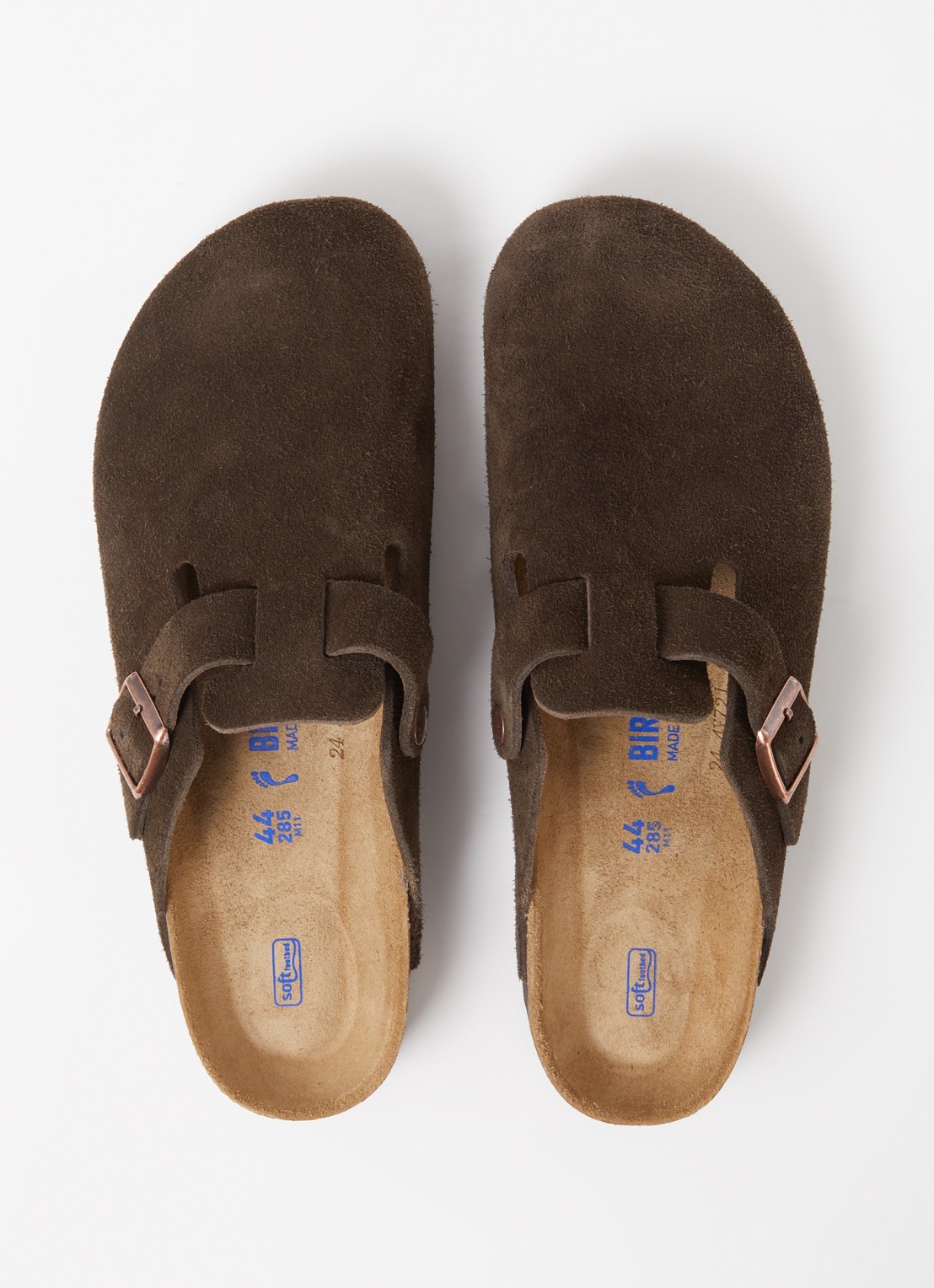Birkenstock Boston muiltje van suède - detail 4 donkerbruin