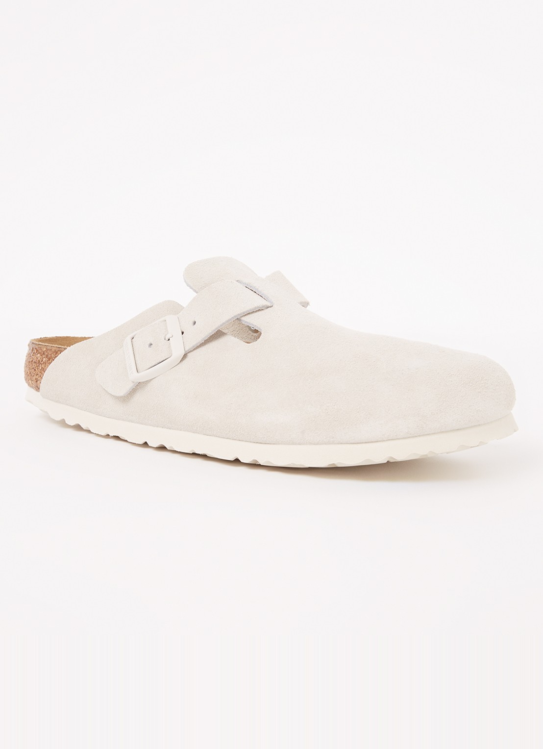 Birkenstock Boston muiltje van suède - voorkant beige