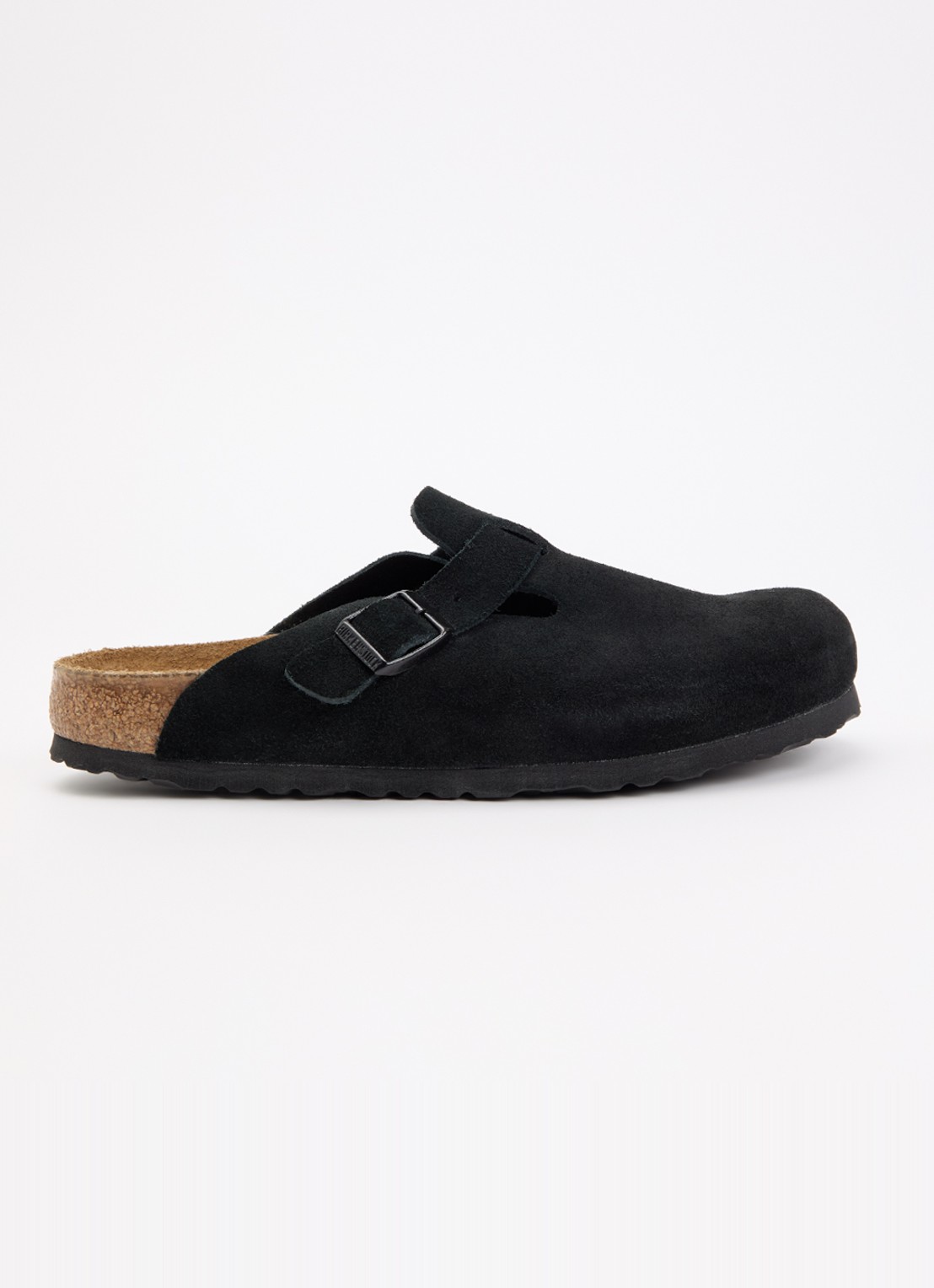 Birkenstock Boston muiltje van suède - voorkant 2 zwart