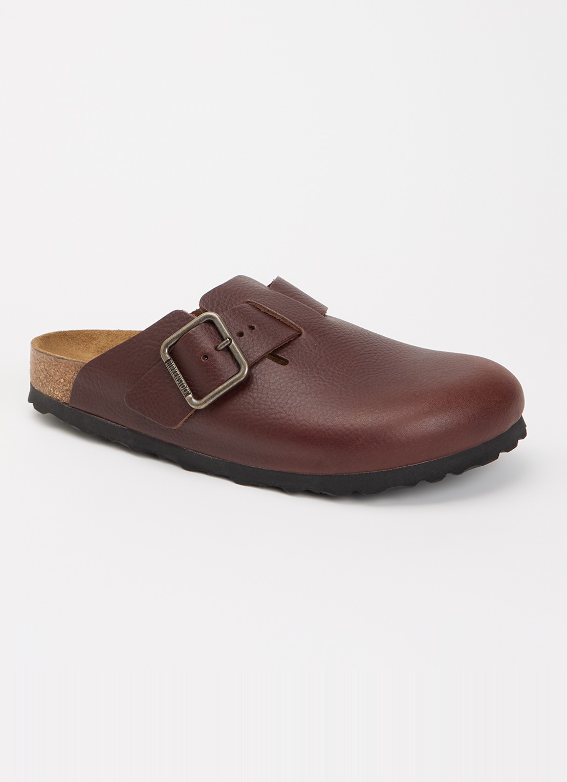 Birkenstock Boston wire Buckle muiltje van leer - voorkant 5 donkerbruin