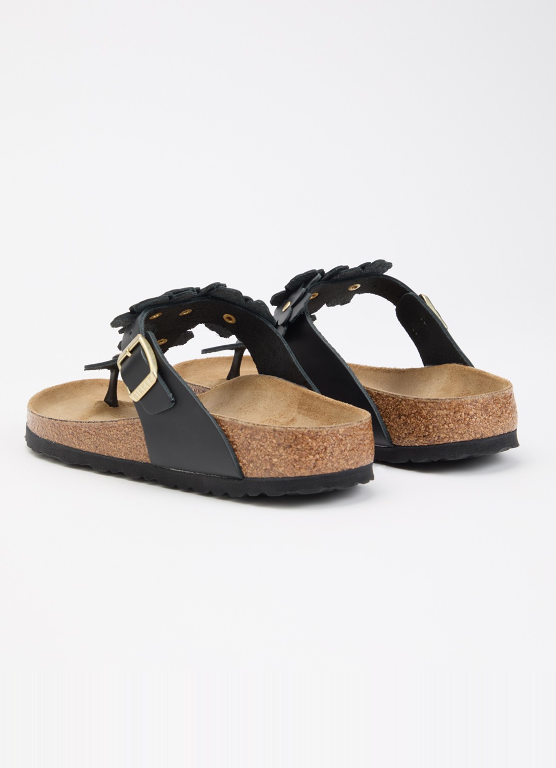 Birkenstock Gizeh Flower slipper van leer - achterkant 5 zwart