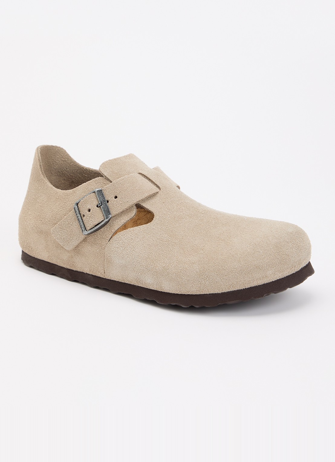 Birkenstock London sandaal van suède - voorkant 4 khaki