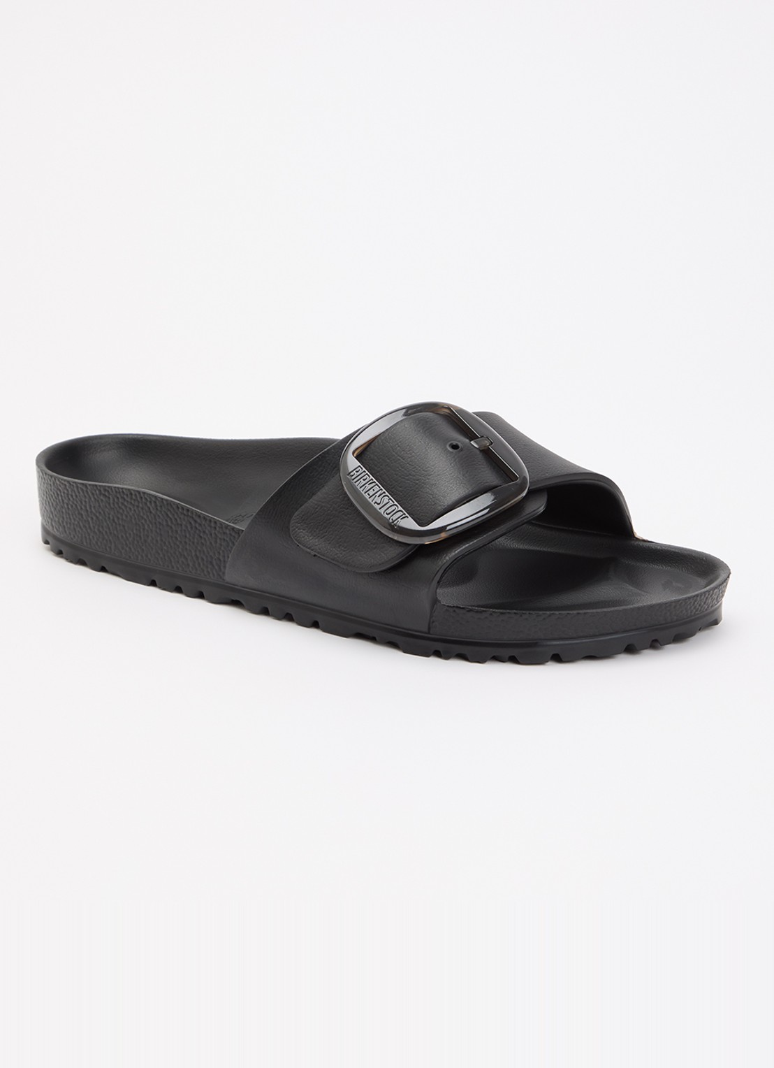 Birkenstock Madrid Big Buckle slipper met gespdetail - voorkant 5 zwart