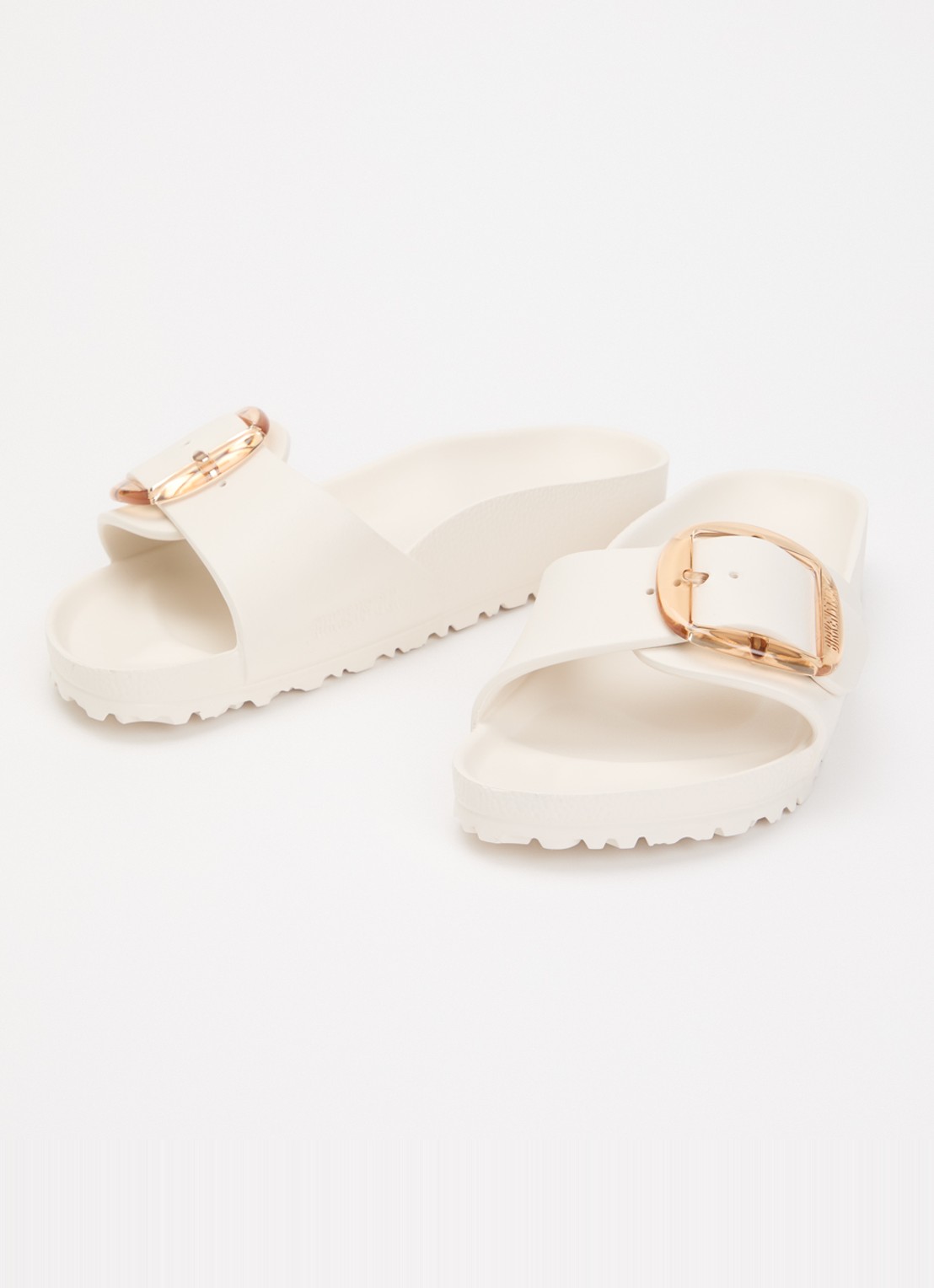 Birkenstock Madrid Big Buckle slipper met gespdetail - detail 2 gebroken wit