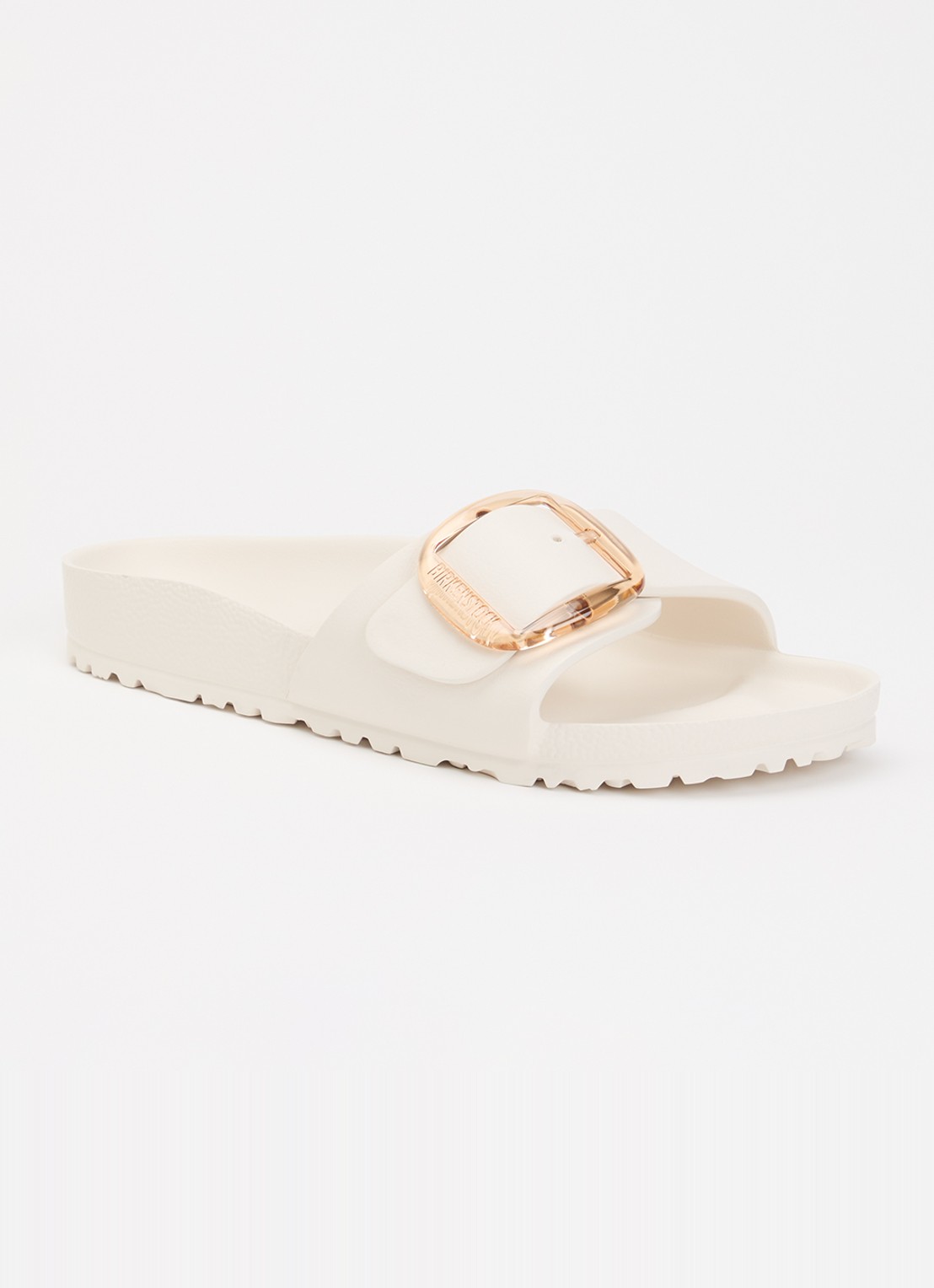 Birkenstock Madrid Big Buckle slipper met gespdetail - voorkant 5 gebroken wit