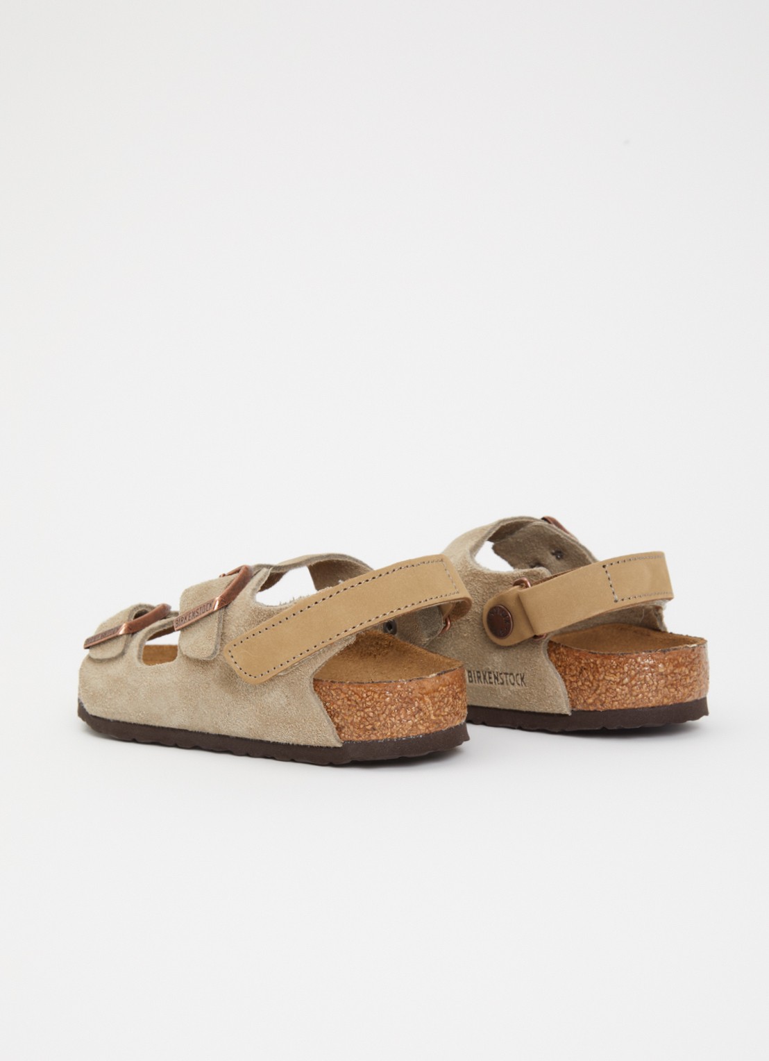 Birkenstock Milano sandaal van suède - achterkant taupe