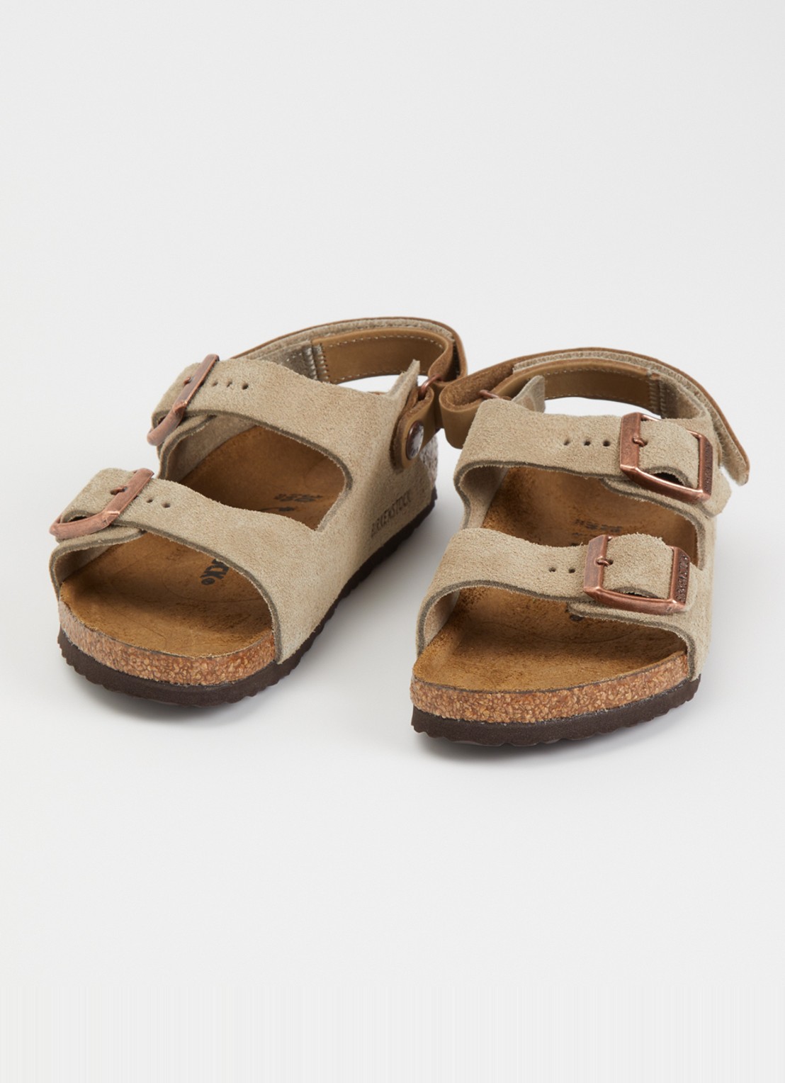 Birkenstock Milano sandaal van suède - voorkant 4 taupe