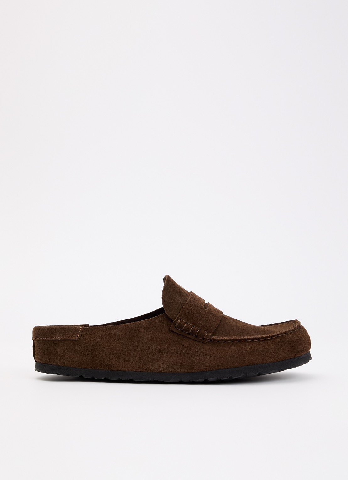 Birkenstock Naples muiltje van suède - voorkant donkerbruin