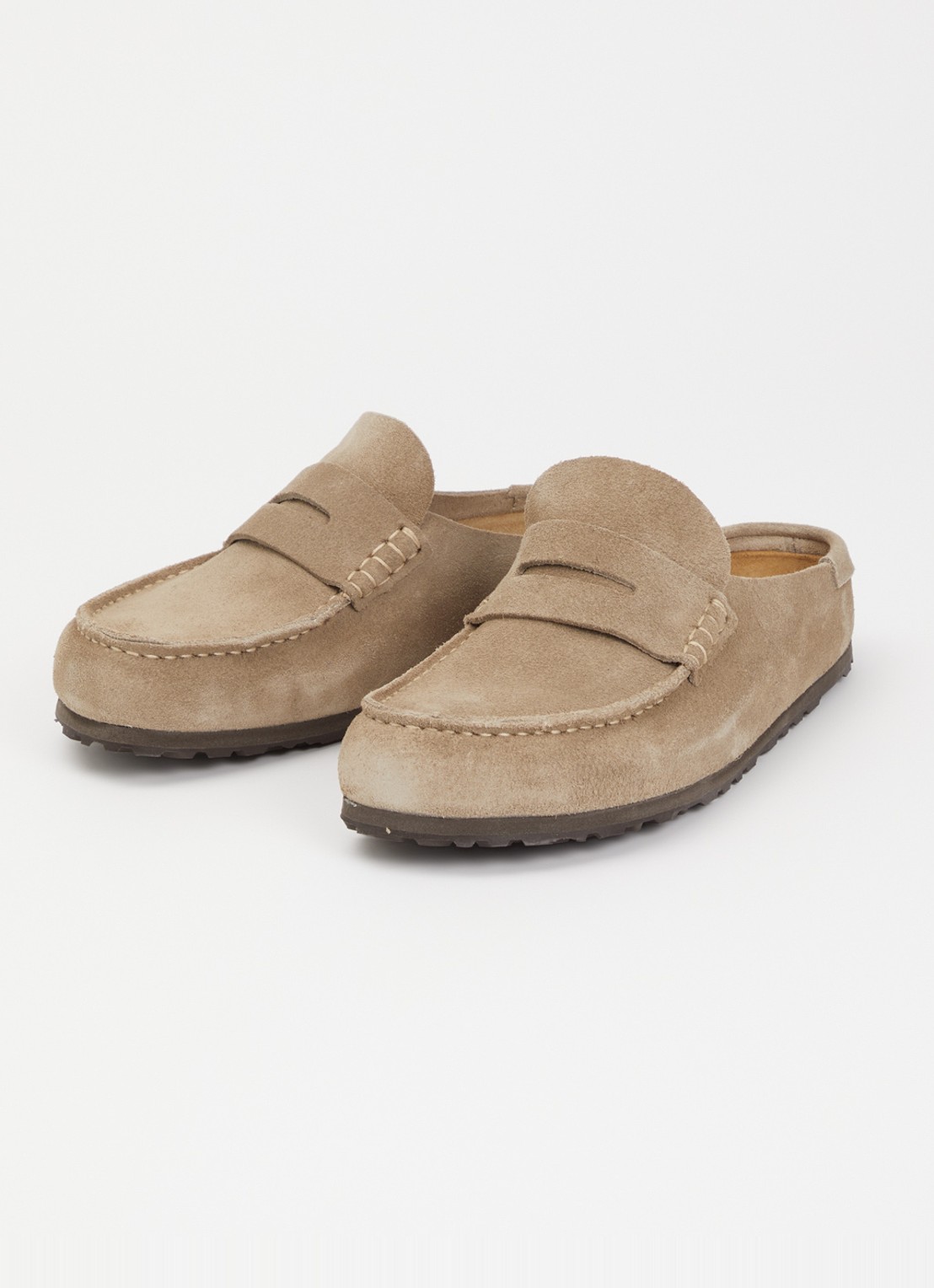 Birkenstock Naples muiltje van suède - detail 3 taupe