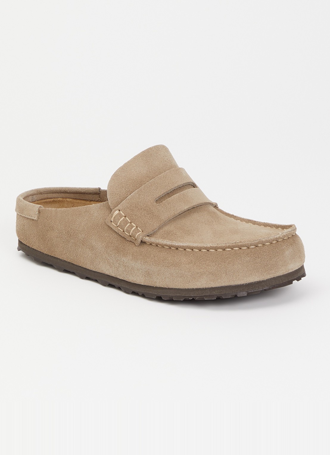 Birkenstock Naples muiltje van suède - voorkant 2 taupe