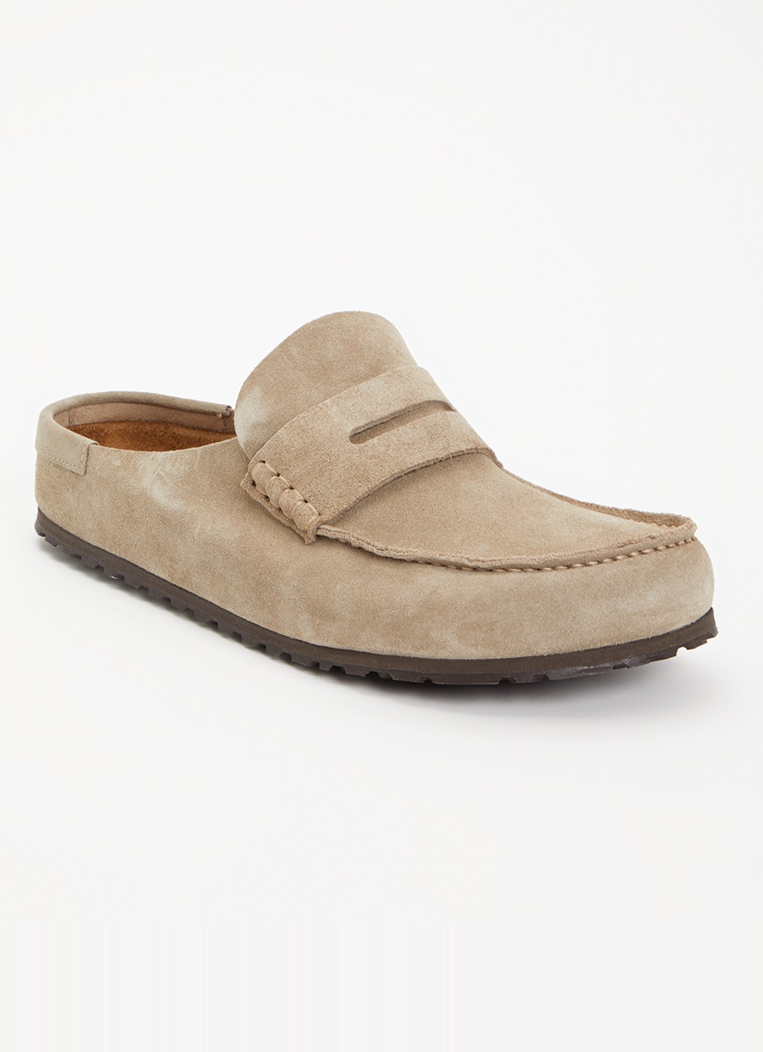Birkenstock Naples slip-on van suède - voorkant khaki