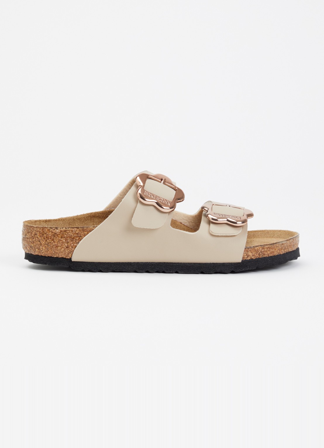 Birkenstock Narrow Fit Arizona slipper van leer - voorkant 2 zand