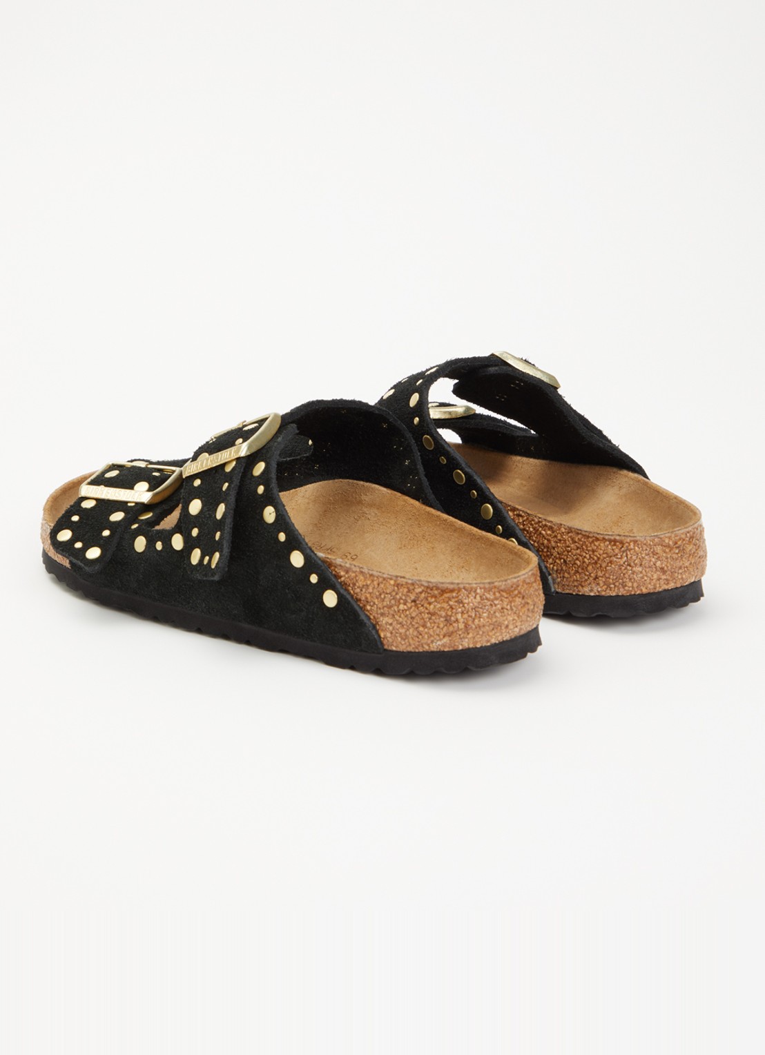 Birkenstock Narrow Fit Arizona slipper van suède met studs - achterkant 5 zwart