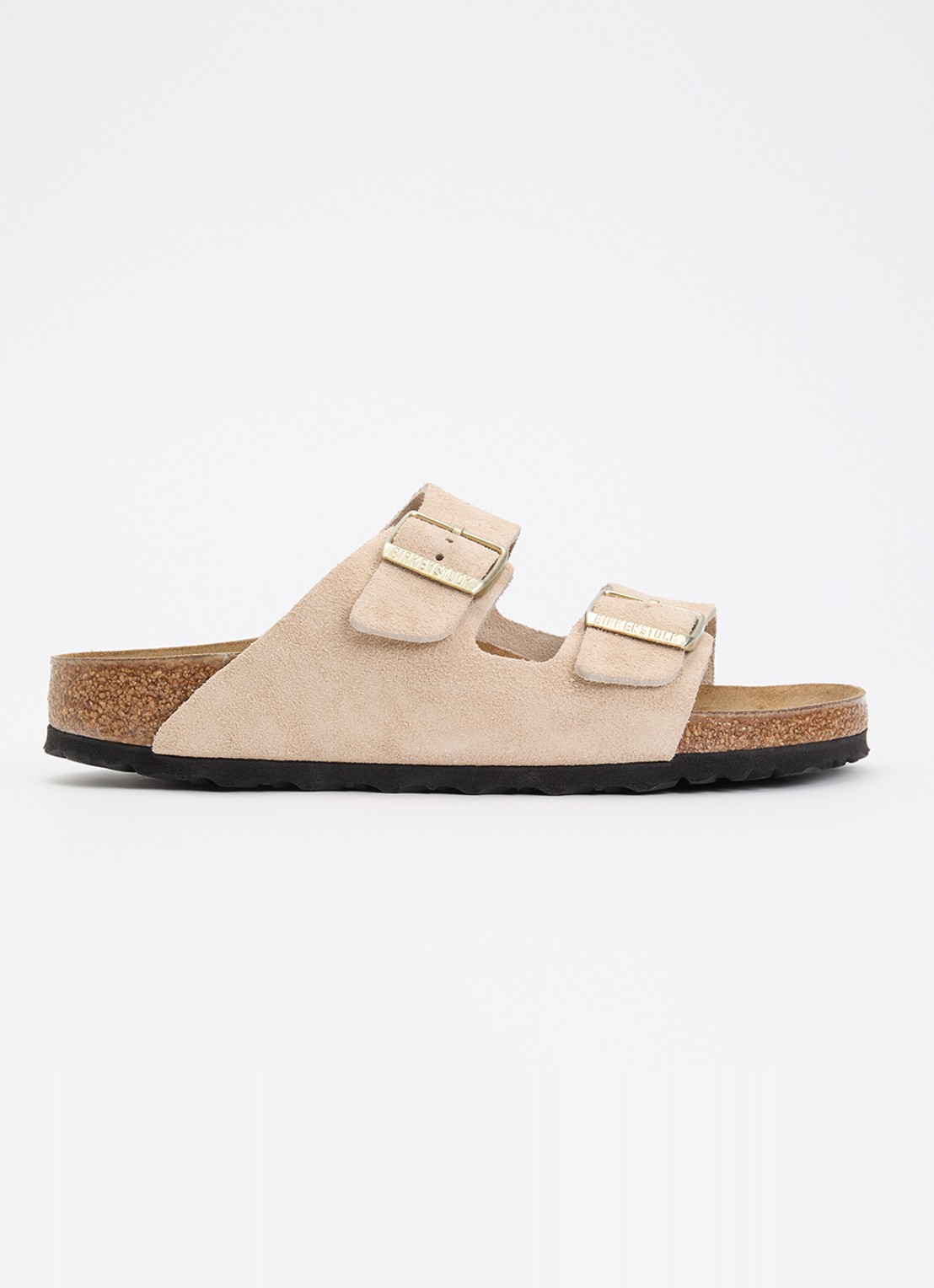 Birkenstock Narrow Fit Arizona slipper van suède - voorkant 5 beige