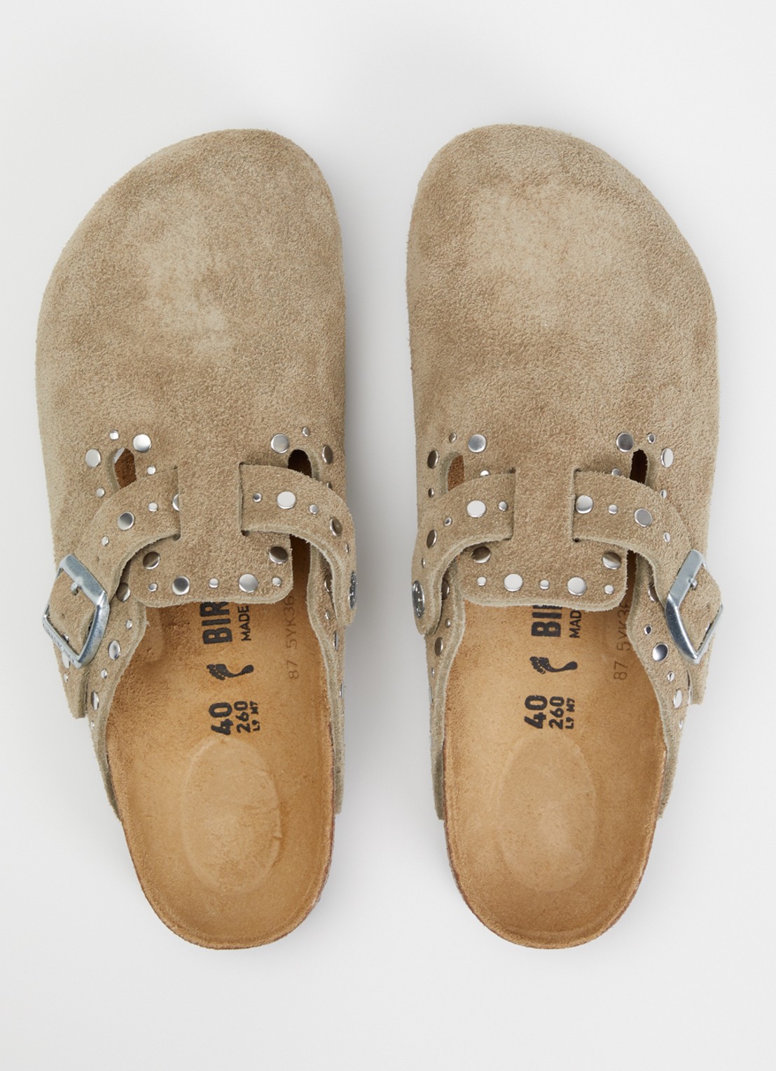 Birkenstock Narrow Fit Boston clog van suède met studs - detail 3 taupe