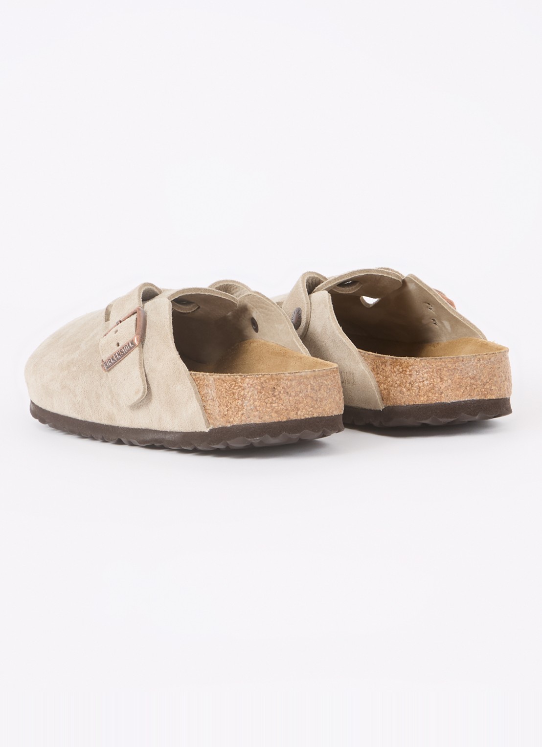 Birkenstock Narrow Fit Boston muiltje van suède - achterkant 5 taupe