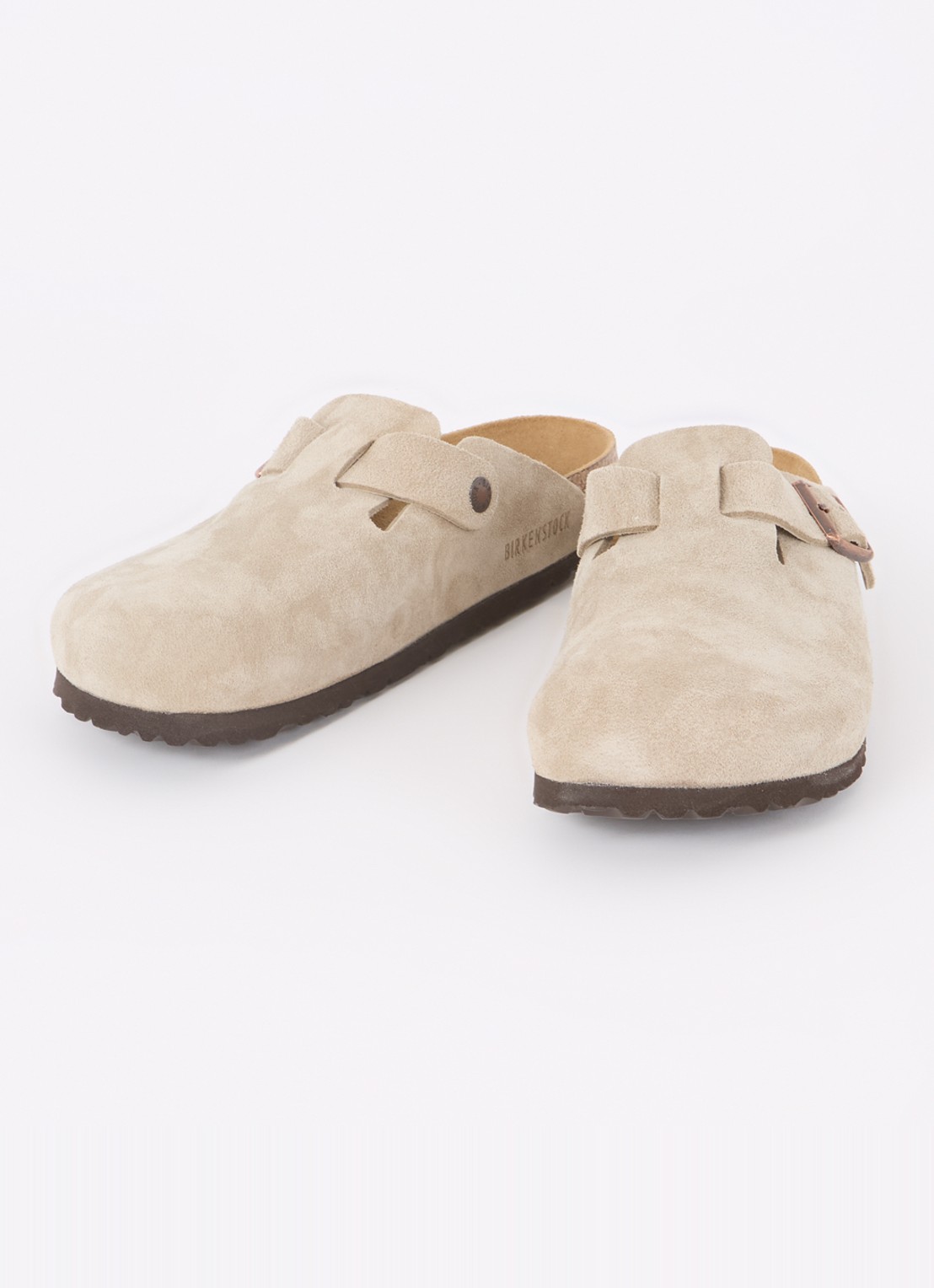 Birkenstock Narrow Fit Boston muiltje van suède - detail 2 taupe