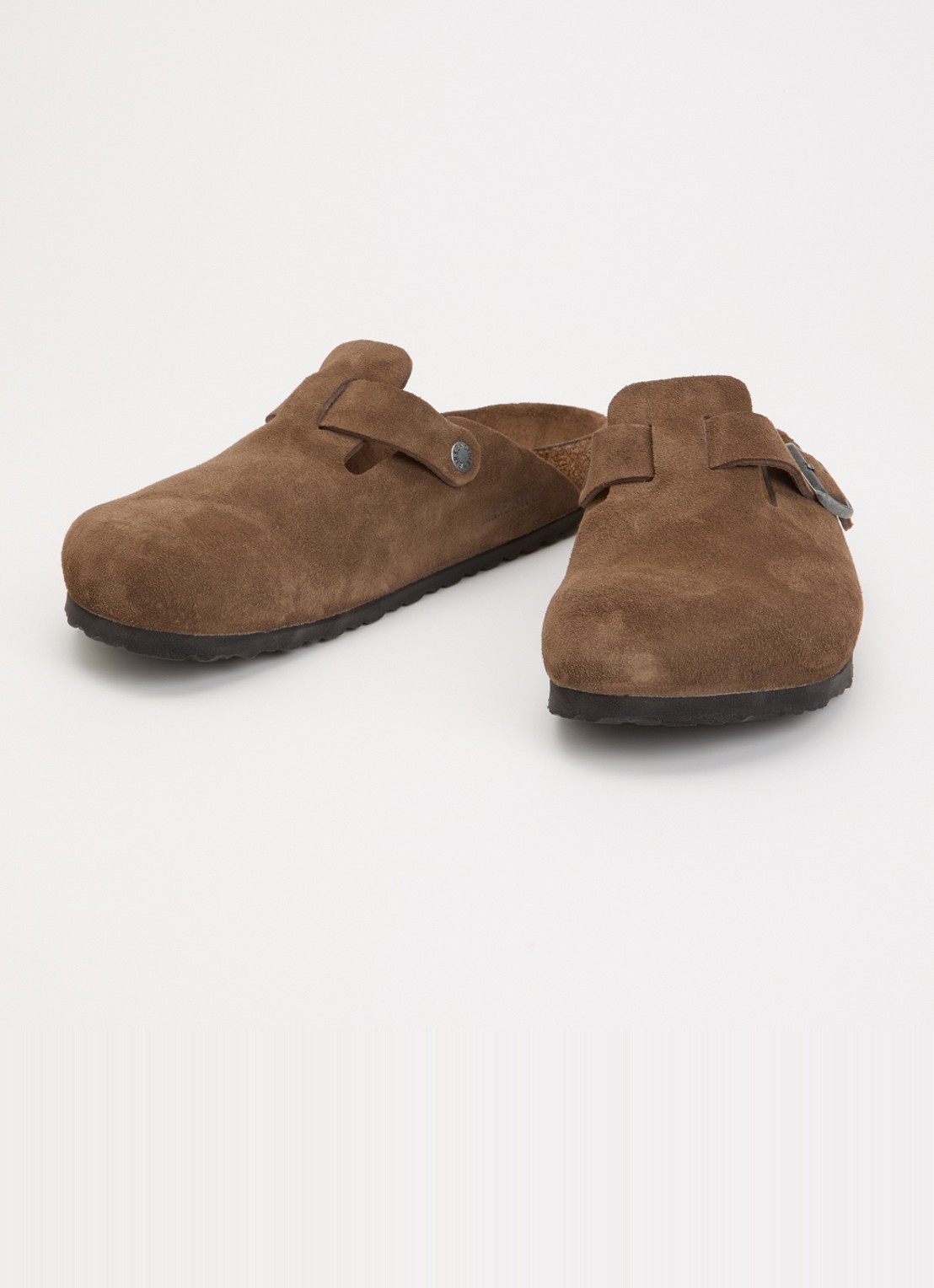 Birkenstock Narrow Fit Boston muiltje van suéde  - detail donkerbruin
