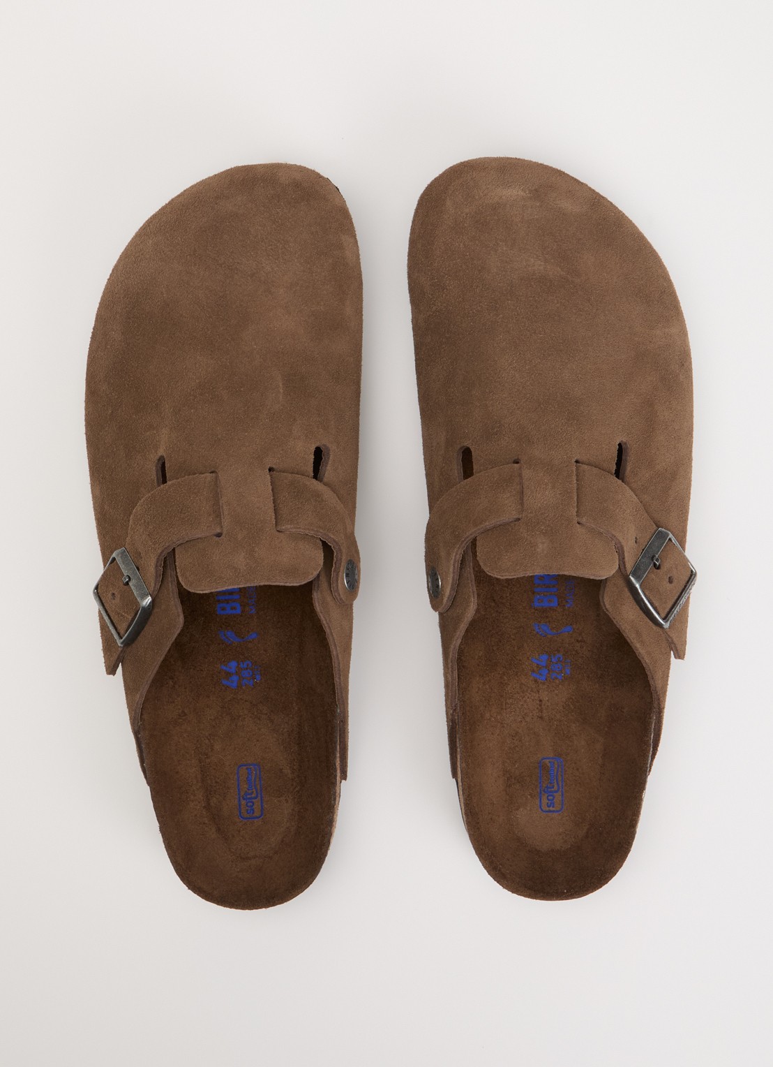 Birkenstock Narrow Fit Boston muiltje van suéde  - detail 2 donkerbruin