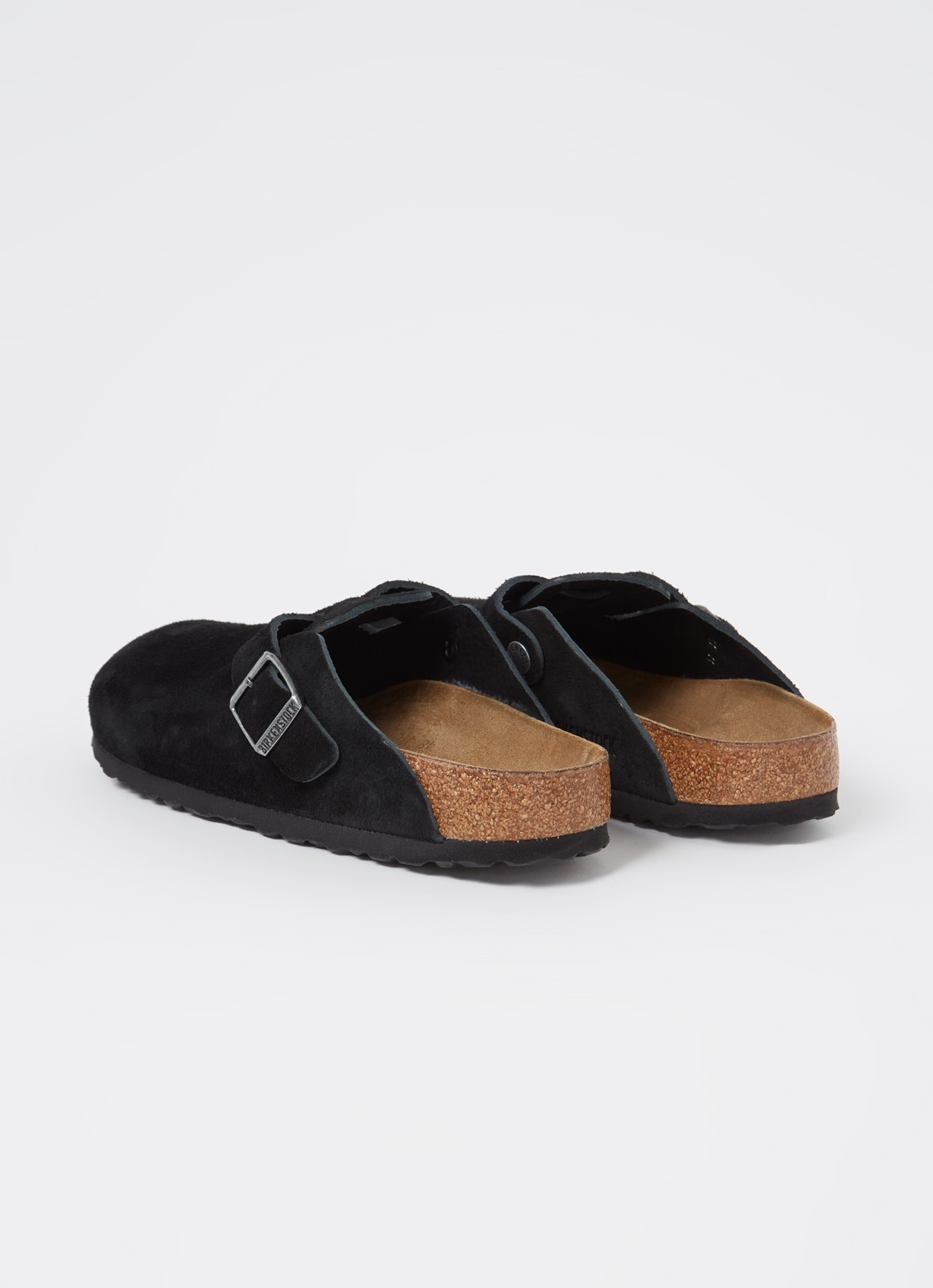 Birkenstock Narrow Fit Boston muiltje van suède - achterkant zwart