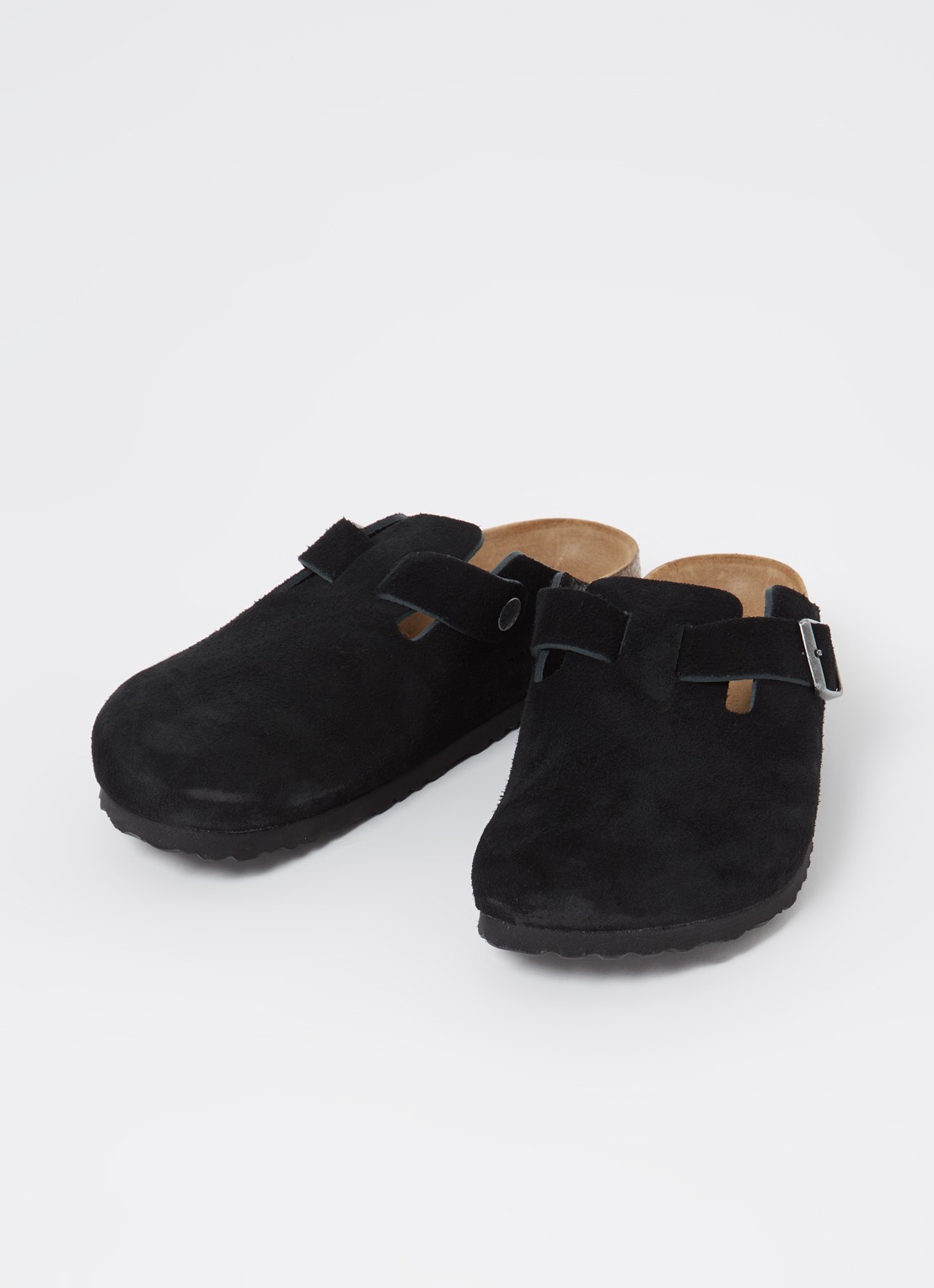 Birkenstock Narrow Fit Boston muiltje van suède - detail 3 zwart