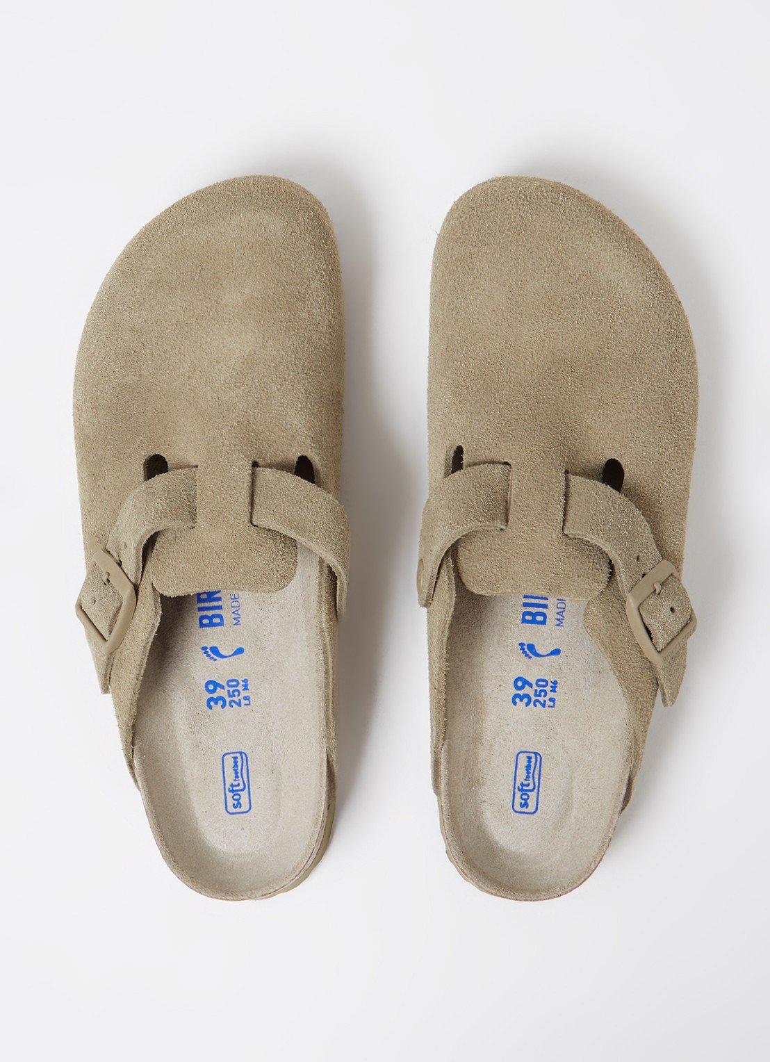 Birkenstock Narrow Fit Boston muiltje van suède - detail 4 lindegroen