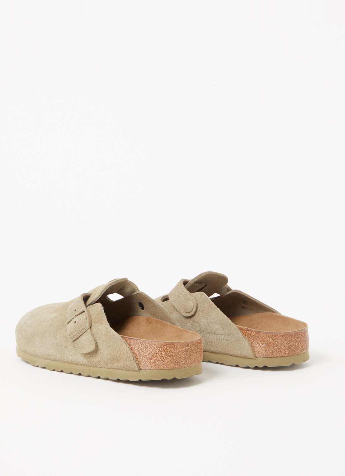 Birkenstock Narrow Fit Boston muiltje van suède - achterkant 4 khaki