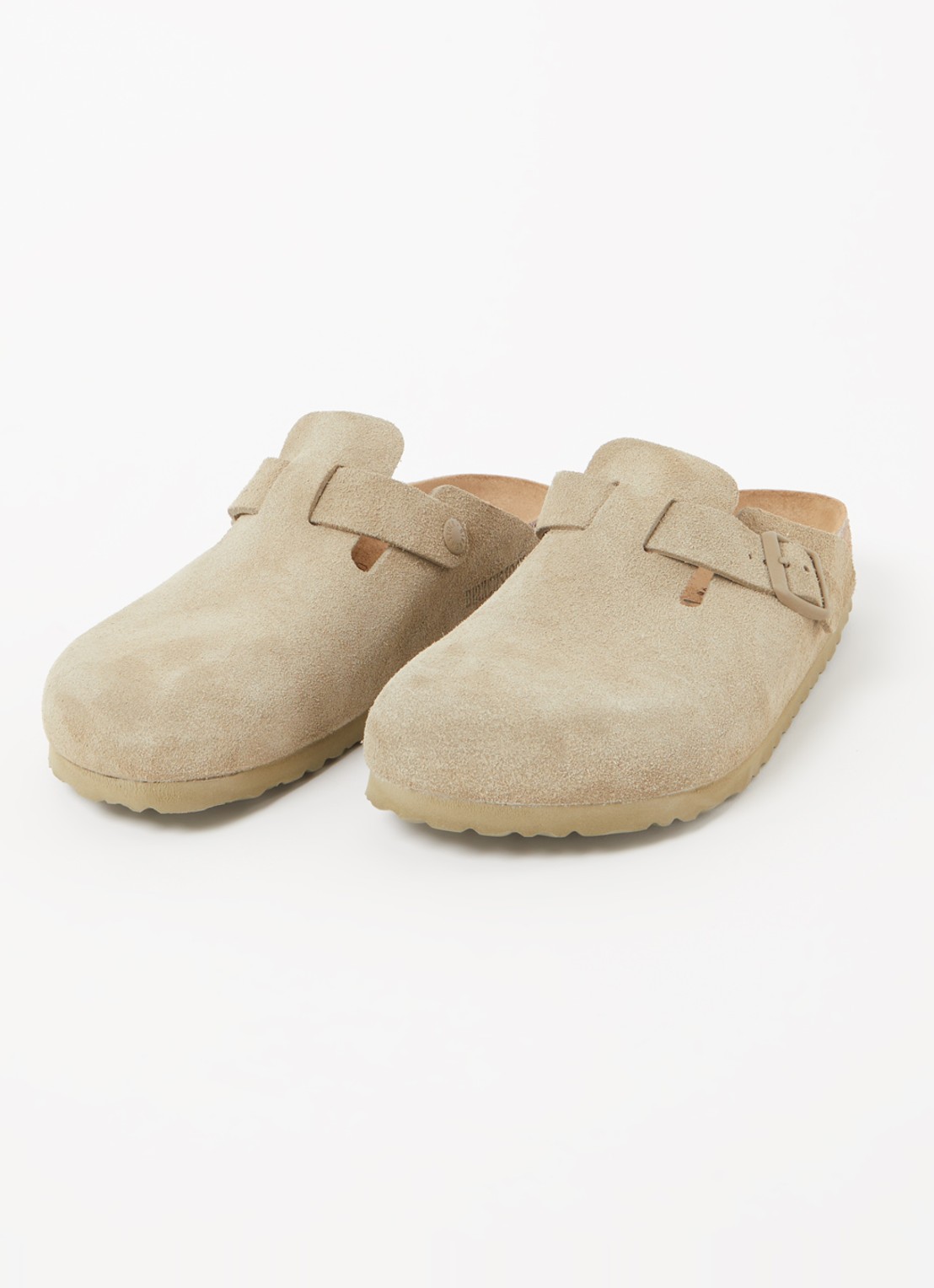 Birkenstock Narrow Fit Boston muiltje van suède - detail khaki
