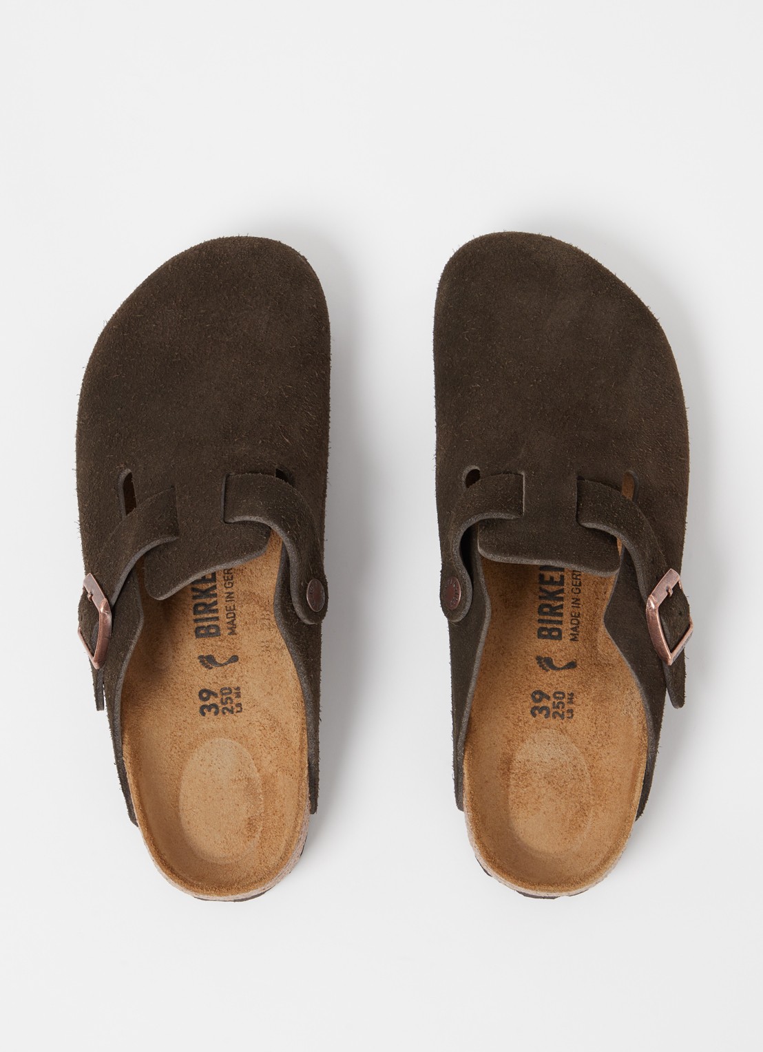 Birkenstock Narrow Fit Boston muiltje van suède - detail 4 bruin