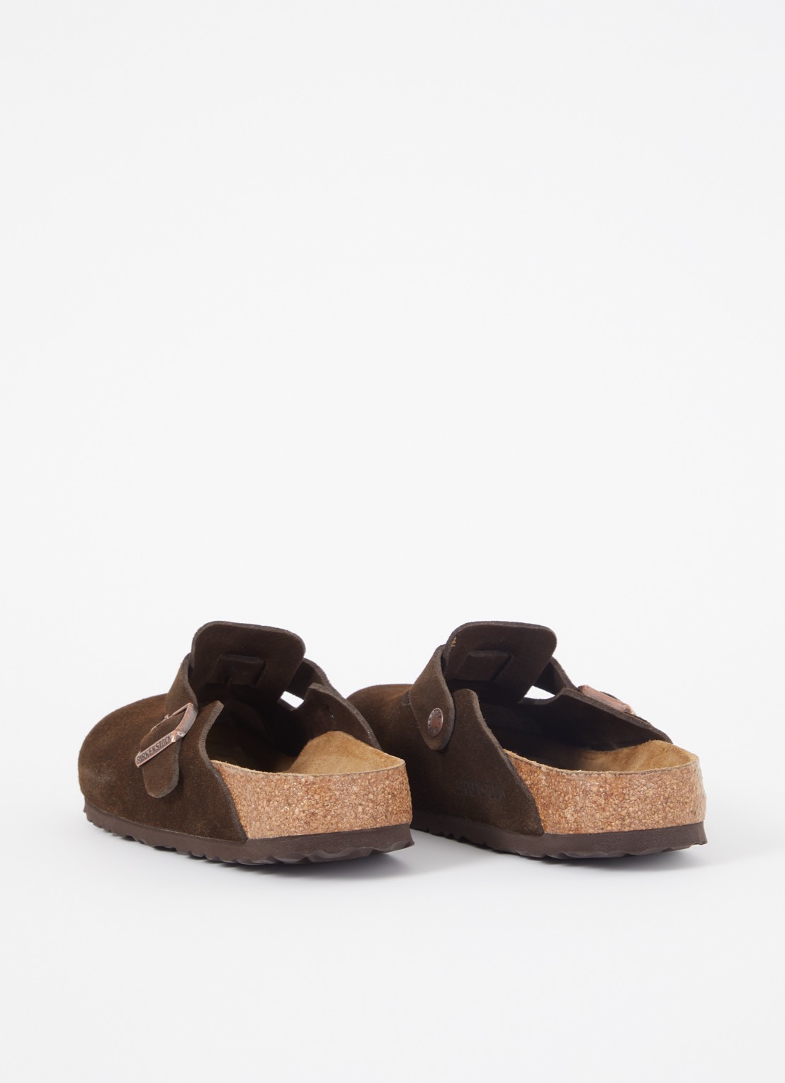 Birkenstock Narrow Fit Boston muiltje van suède - achterkant 5 hazelnootbruin