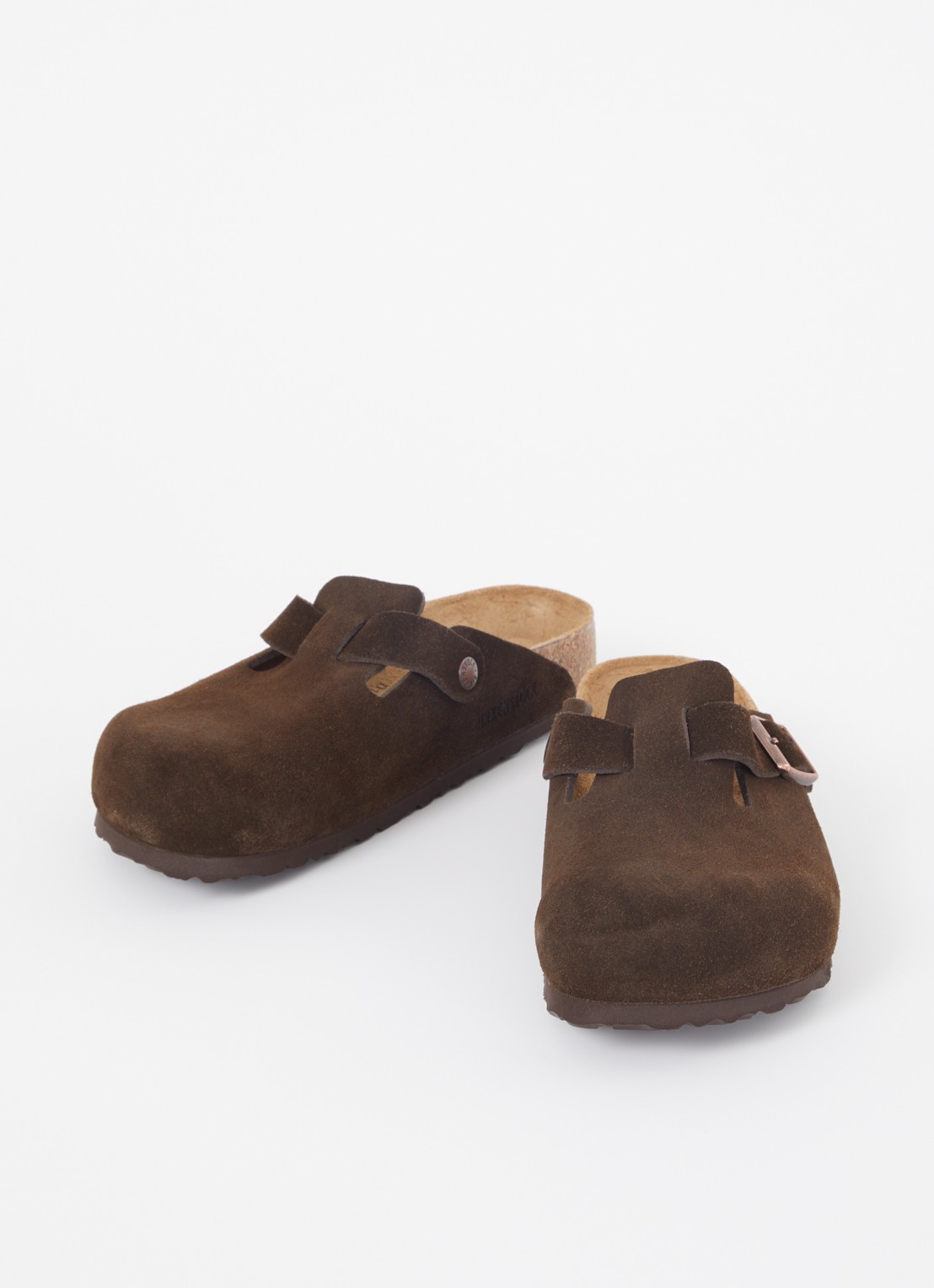 Birkenstock Narrow Fit Boston muiltje van suède - detail 2 hazelnootbruin