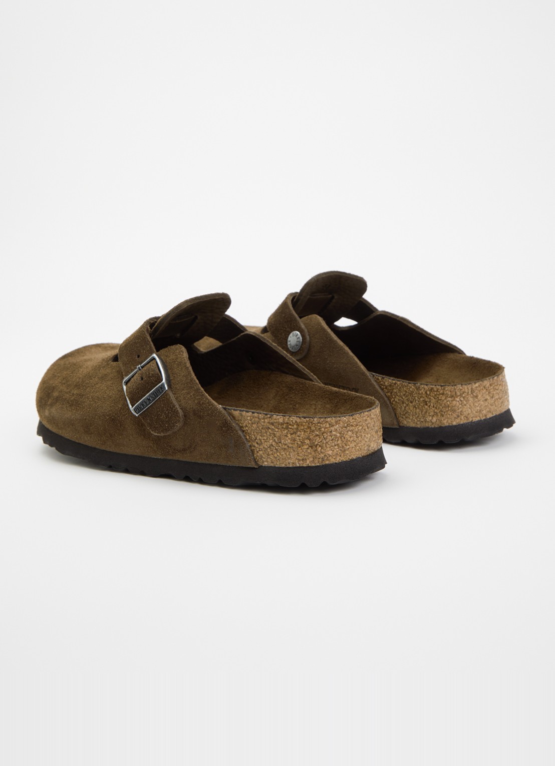 Birkenstock Narrow Fit Boston muiltje van suède  - achterkant 5 chocoladebruin