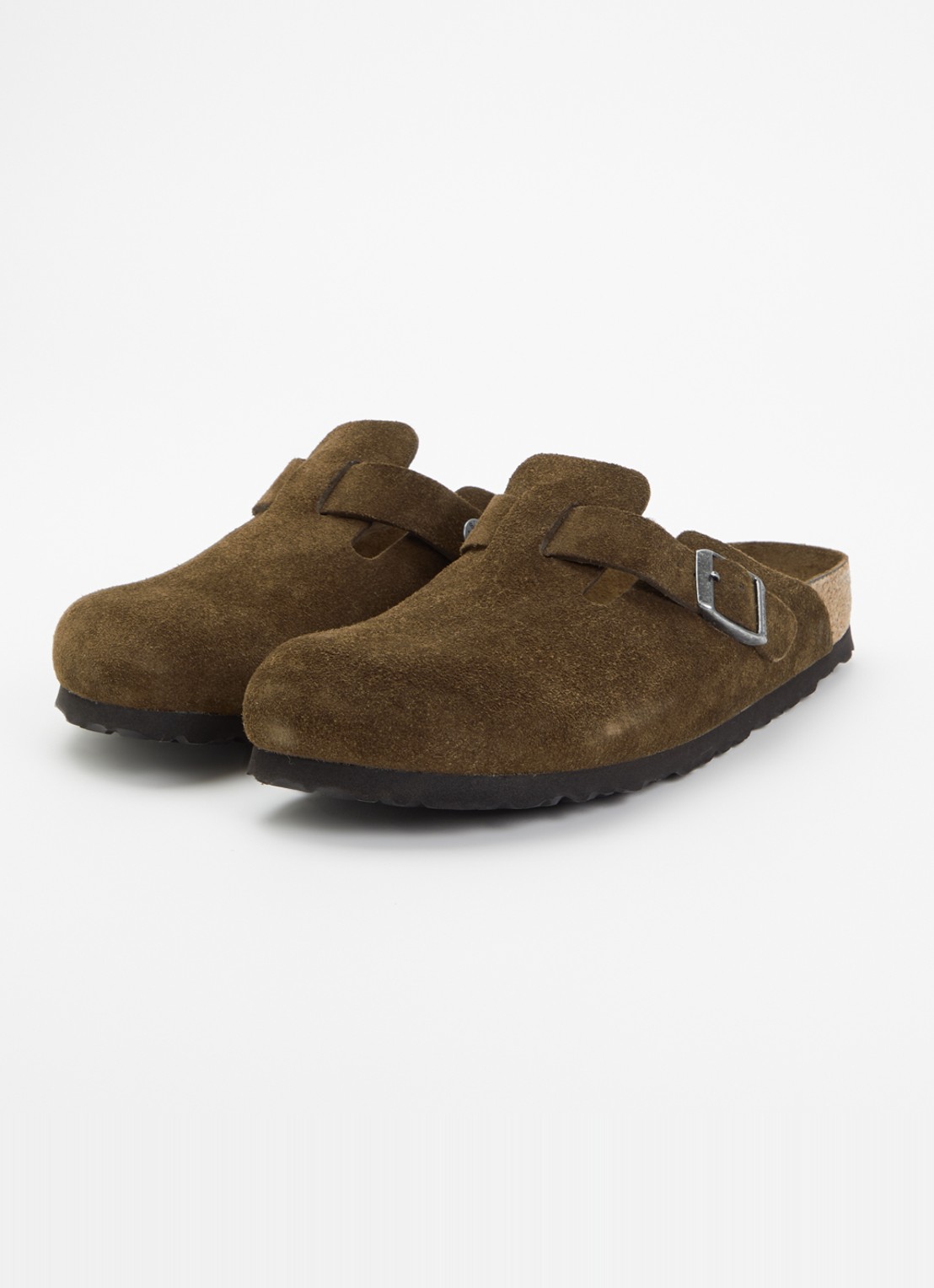 Birkenstock Narrow Fit Boston muiltje van suède  - detail 2 chocoladebruin